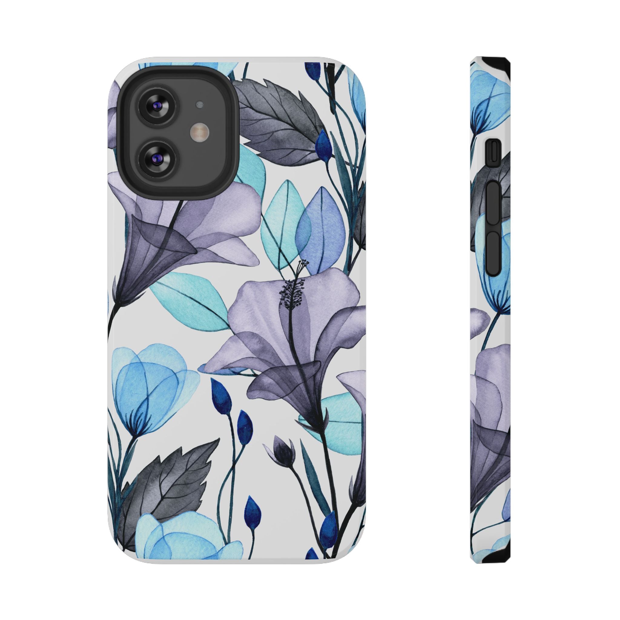 Customizable: Blue and Purple Floral Impact-Resistant Phone Case