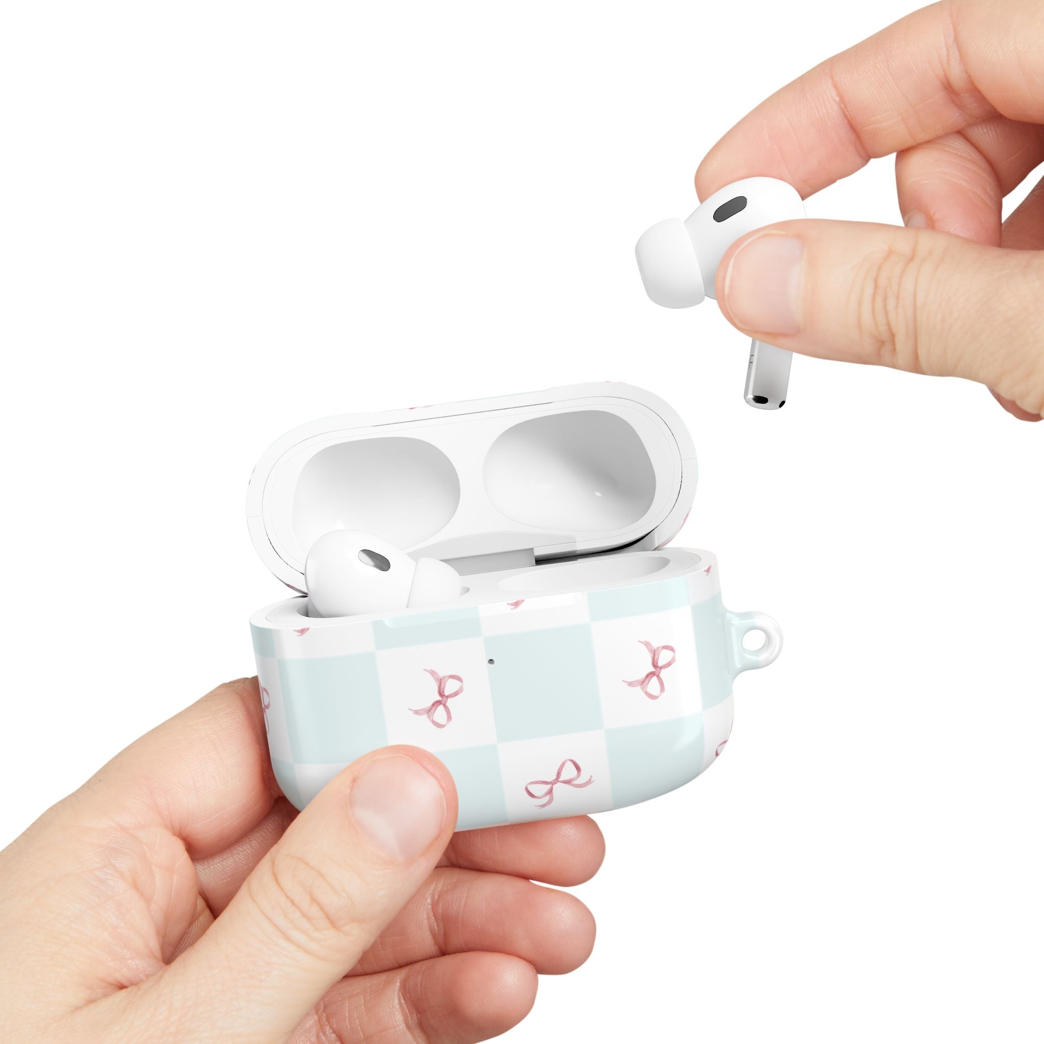 Customizable: Chic AirPod Case with Pink Ribbon Design, Trendy AirPod Case