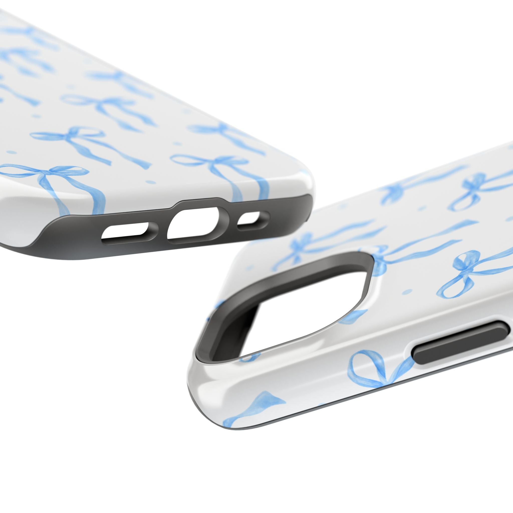 Customizable: Chic Blue Coquette Bow Impact-Resistant Phone Case