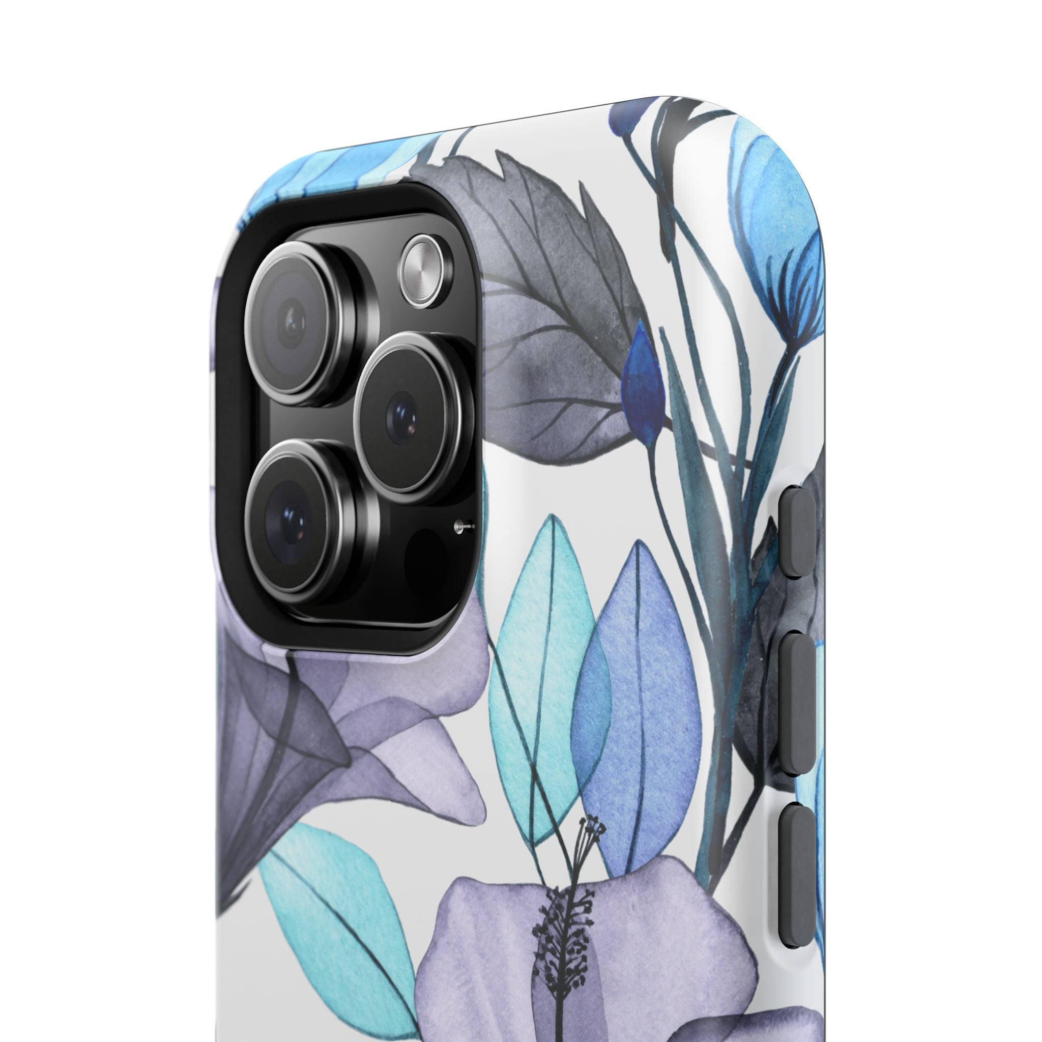 Customizable: Blue and Purple Floral Impact-Resistant Phone Case