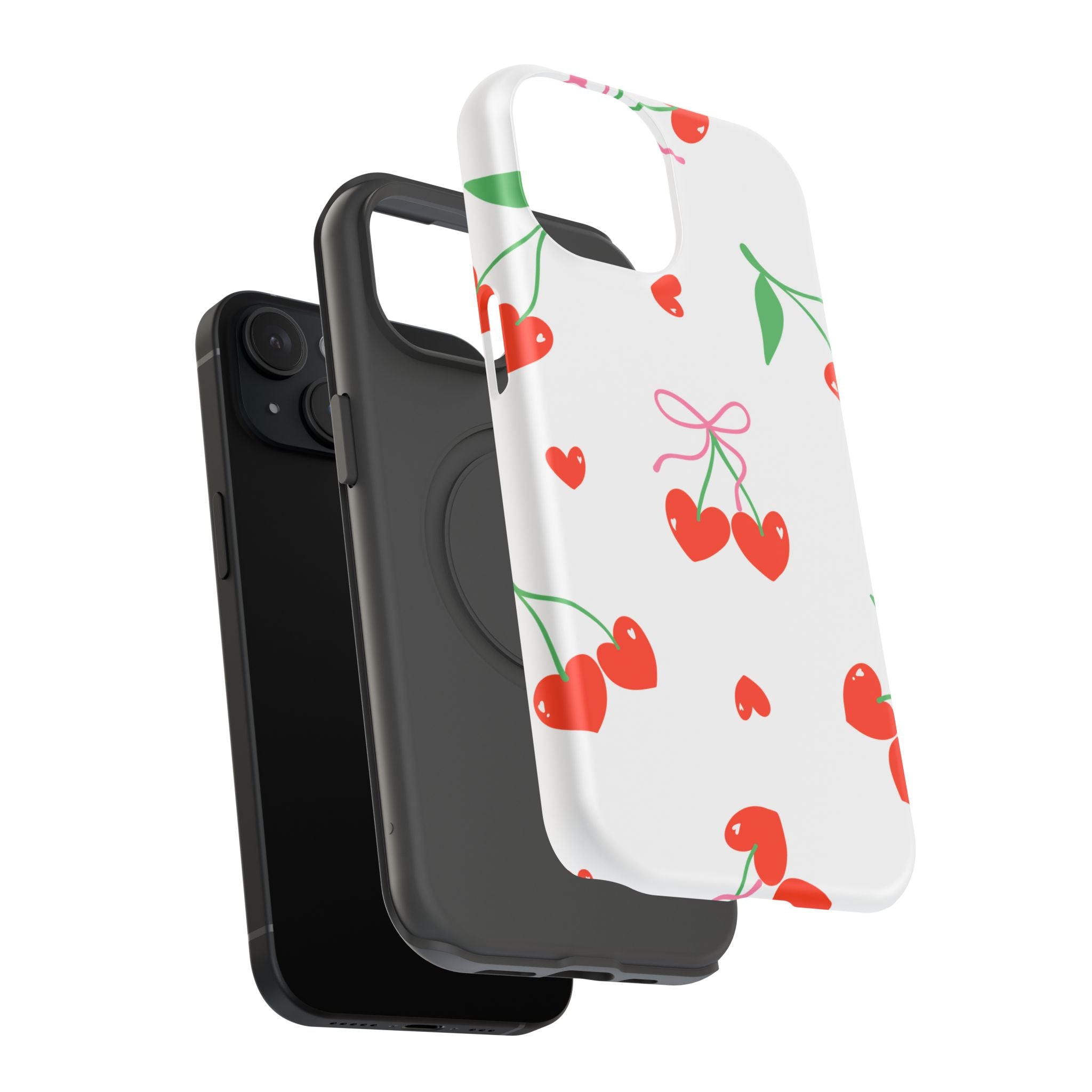 Customizable: Cherry Heart Impact-Resistant Phone Case
