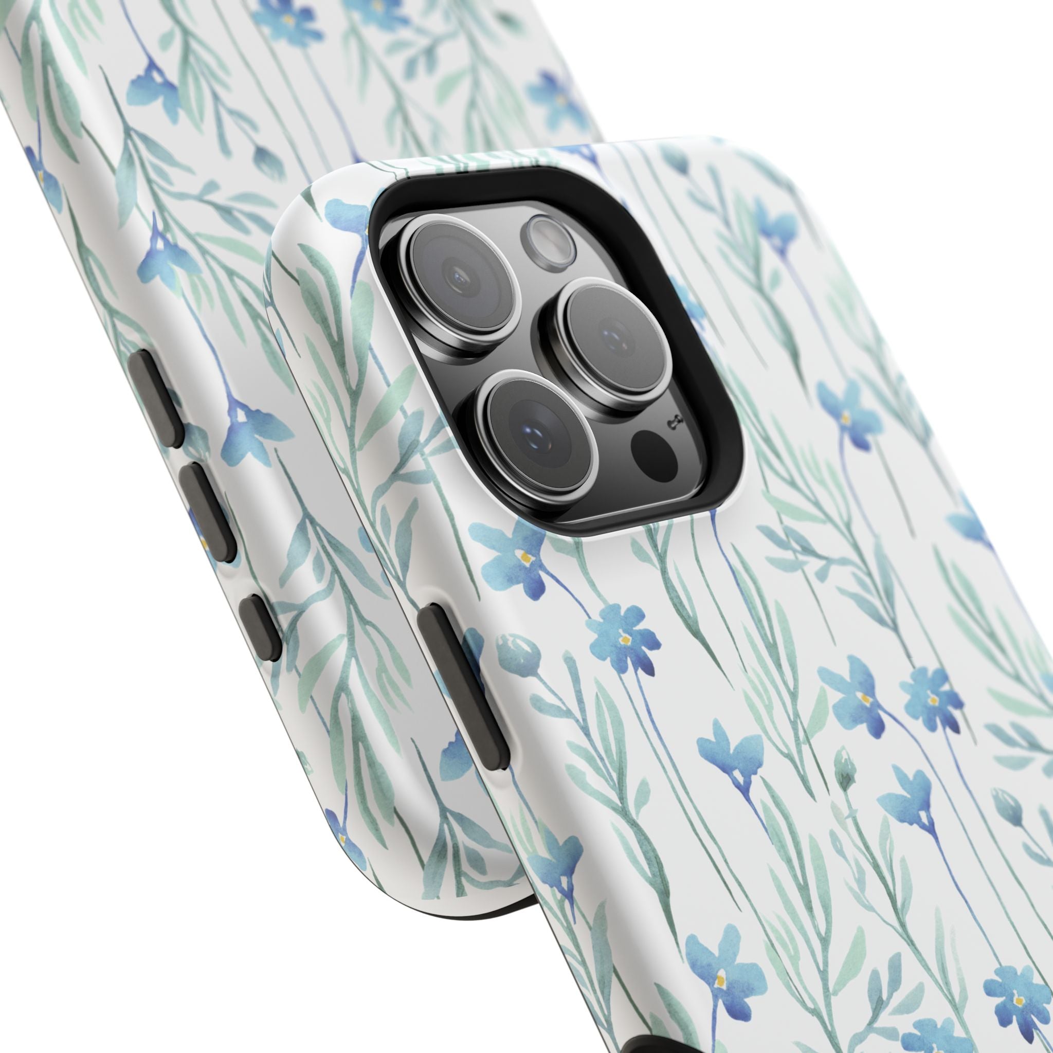 Customizable: Blue Floral Impact-Resistant Phone Case