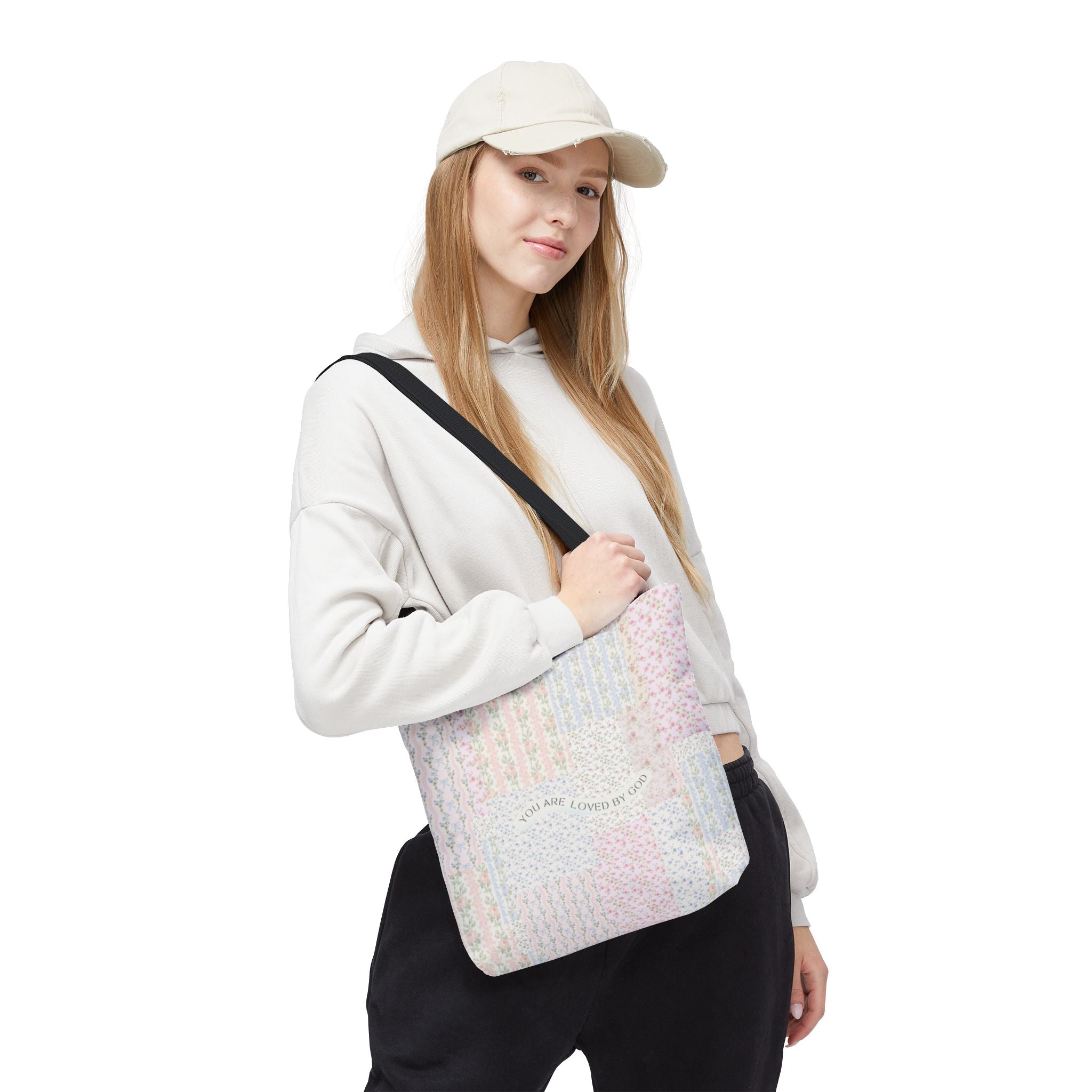 Spiritual Tote Bag with Floral Design, Inspirational Gift for Women, Church Bag, Eco-Friendly Shoulder Tote, Everyday Use