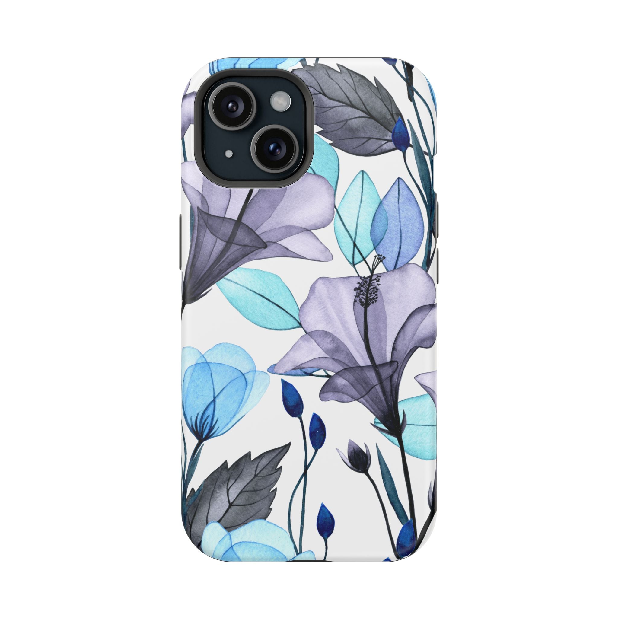 Customizable: Blue and Purple Floral Impact-Resistant Phone Case