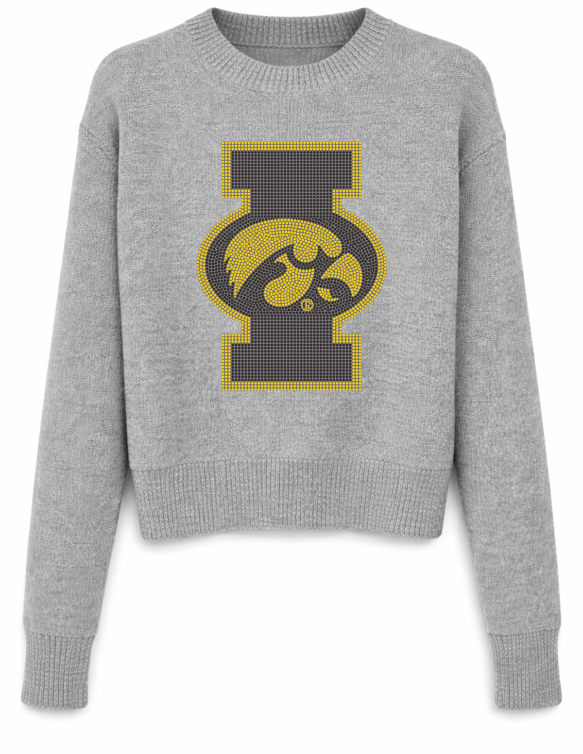 University of Iowa Block I with Tigerhawk Gray Crewneck Sweater