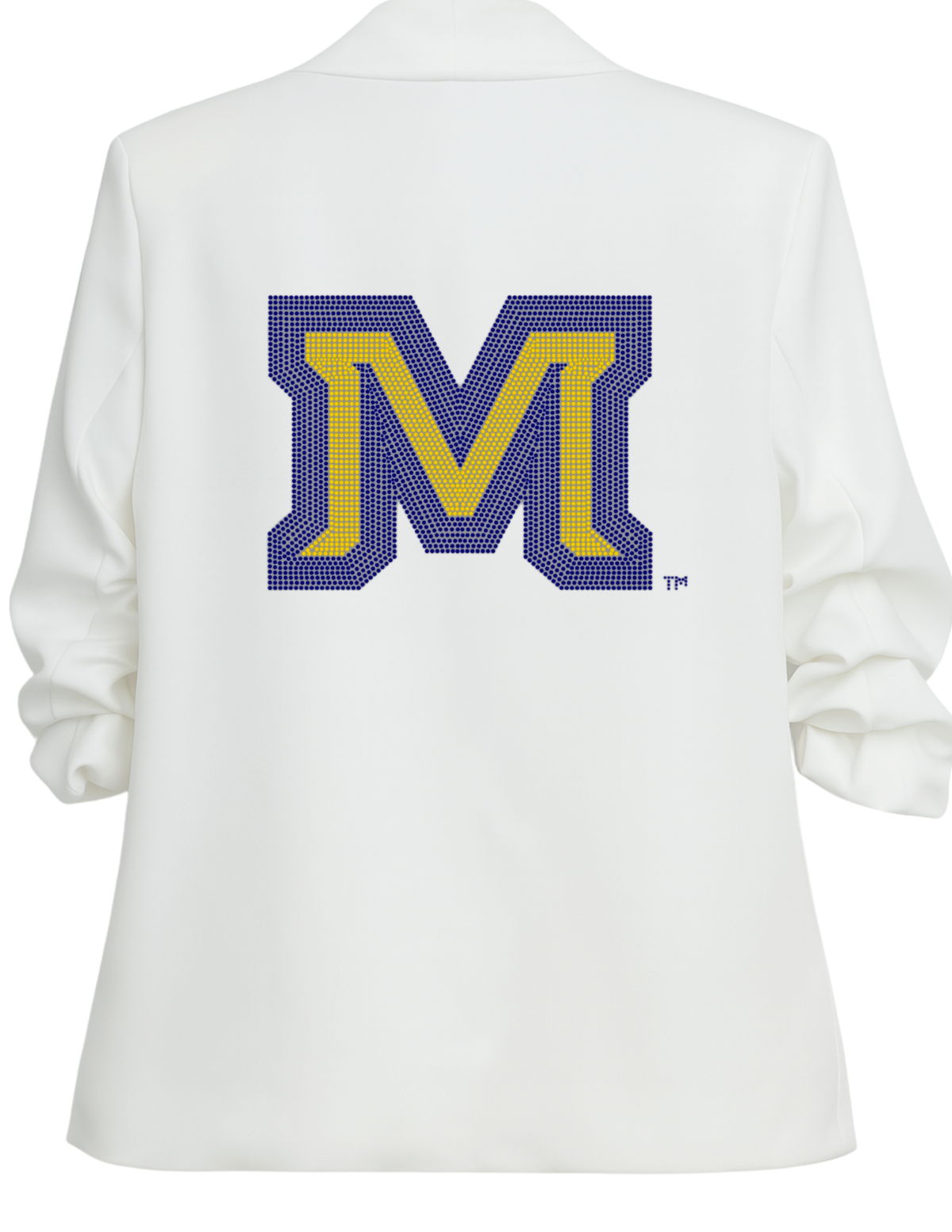 Montana State Block M White Ruched Sleeve Blazer