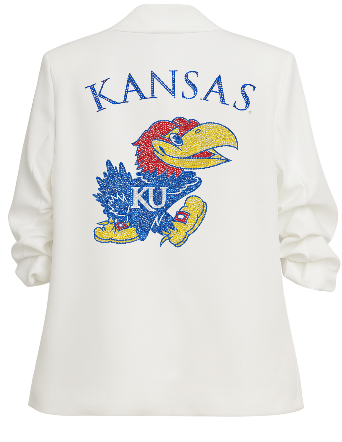 University of Kansas Jayhawks Kansas White Ruched Blazer