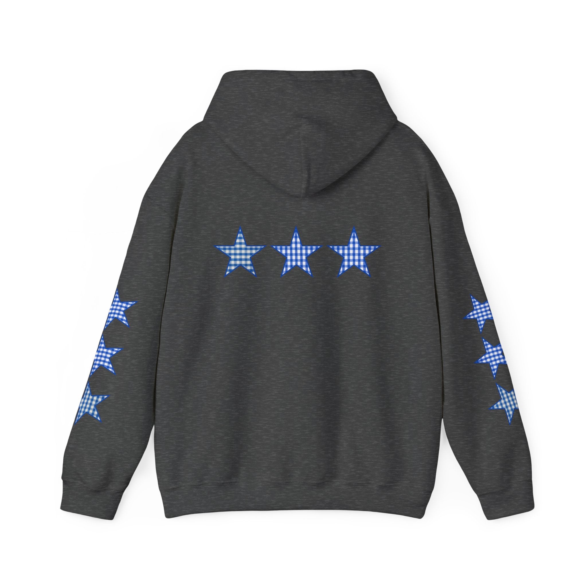 Customizable Tri-Star Blue Gingham Hoodie