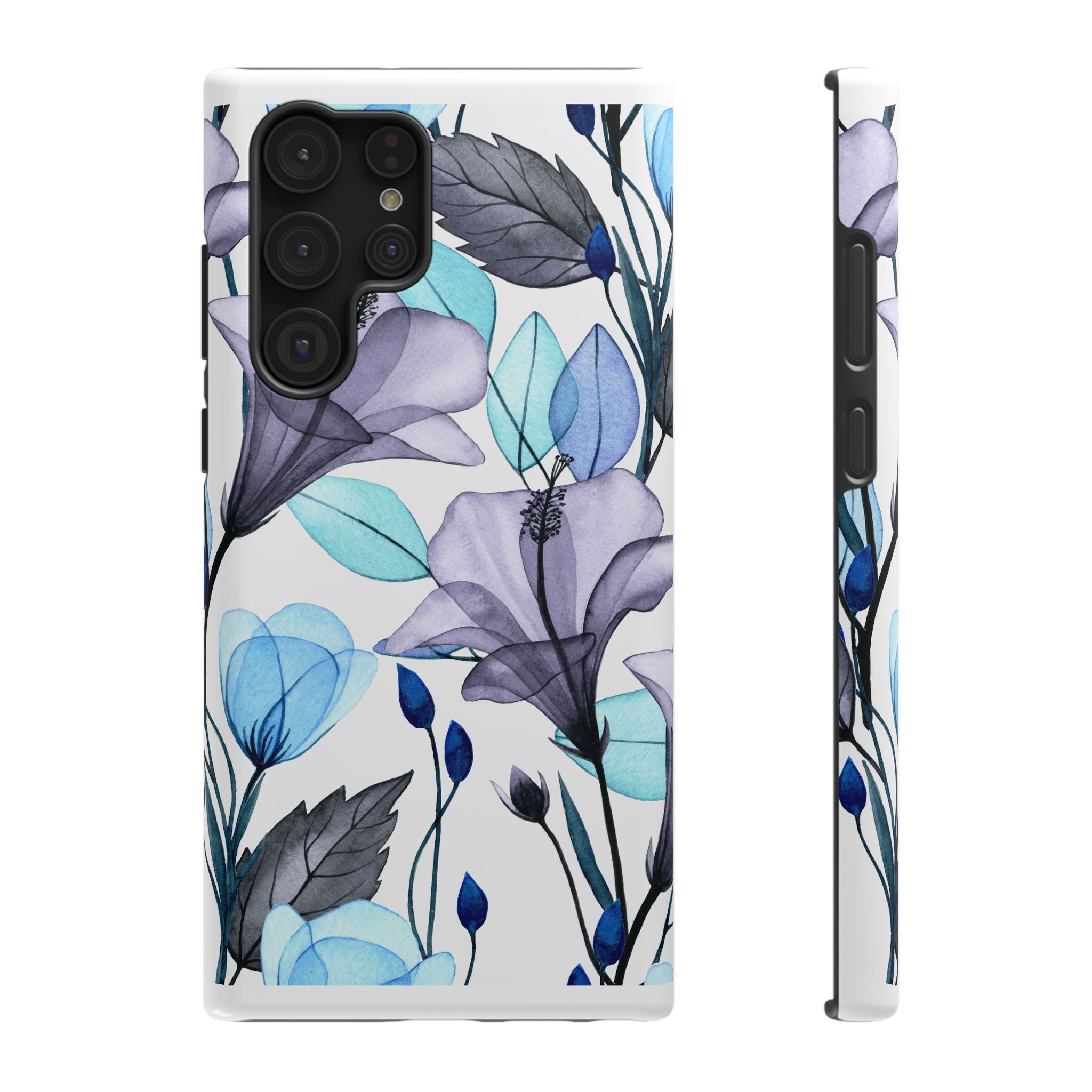 Customizable: Blue and Purple Floral Impact-Resistant Phone Case