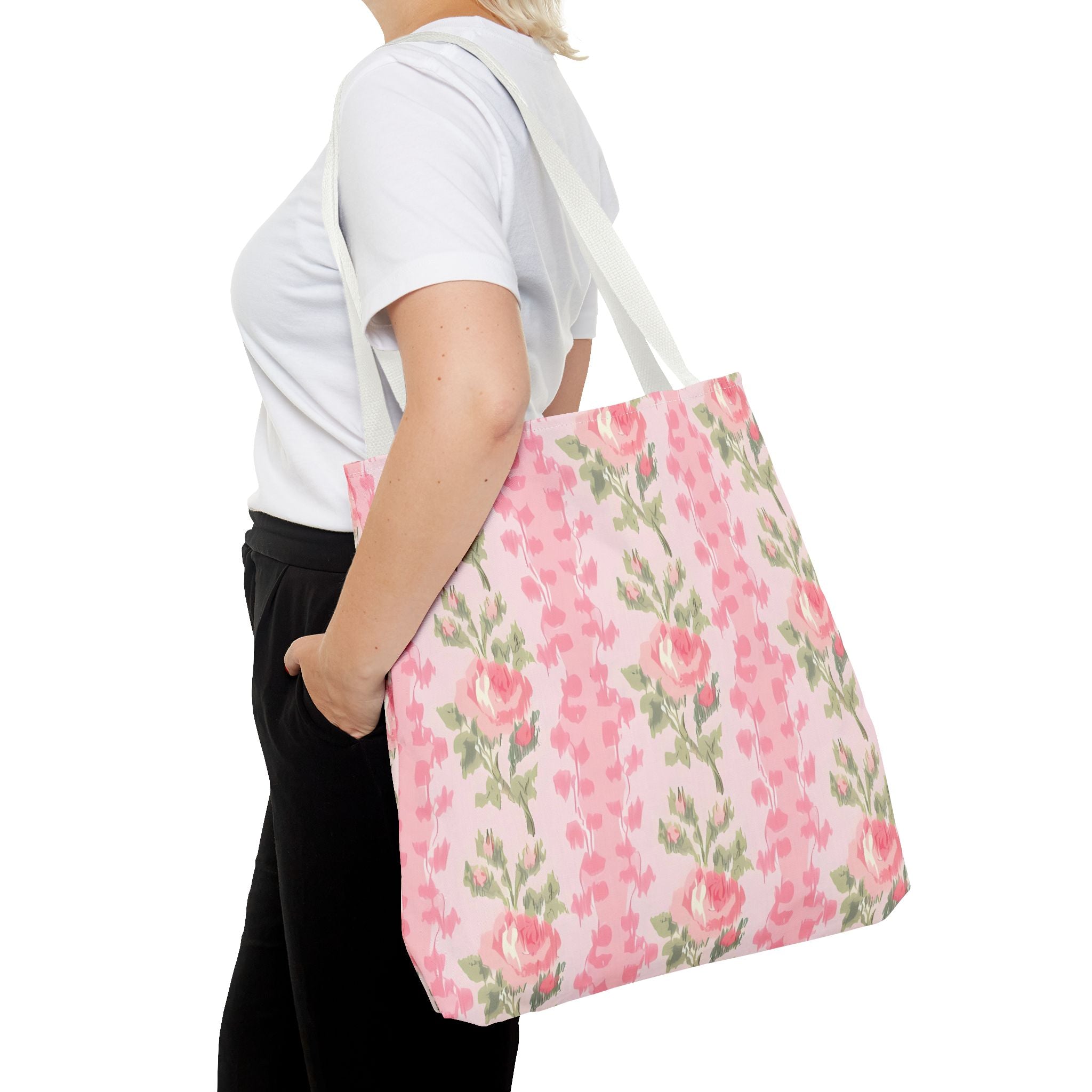 Customizable Elegant Pink Floral Tote