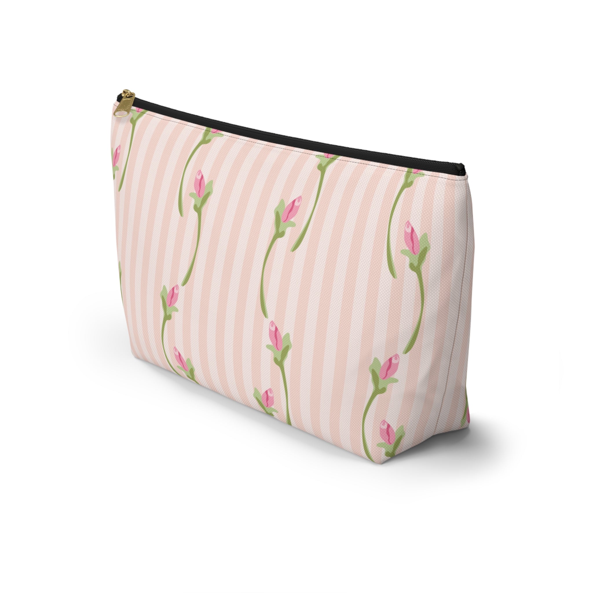 Customizable: Floral Accessory Pouch with T-bottom