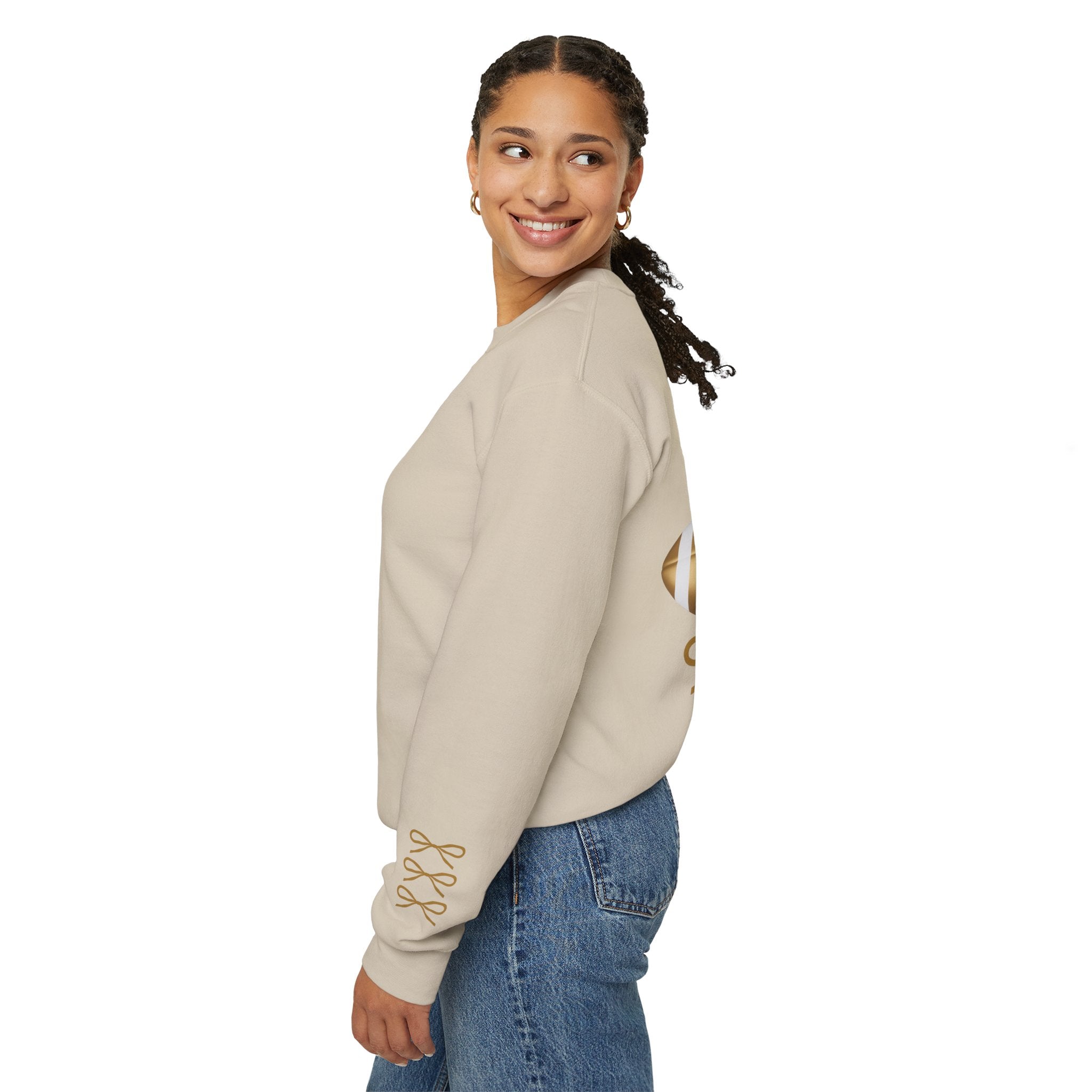 Customizable Gold Football & Bows Sweatshirt