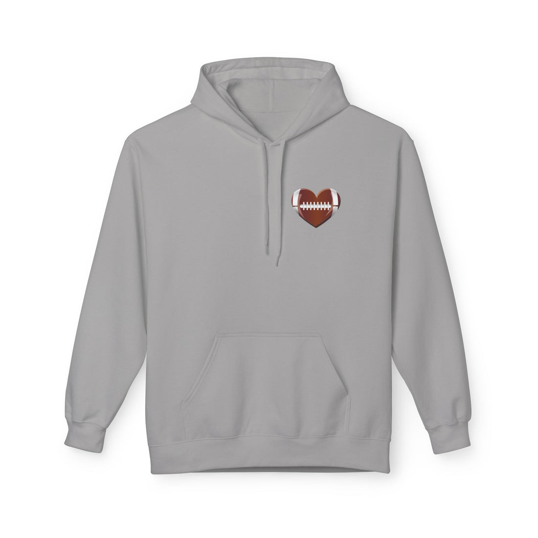 Football Heart Hoodie - Midweight Fleece Sweatshirt for Sports Fans, Gift for Holidays, Game Day Apparel, Cozy and Casual