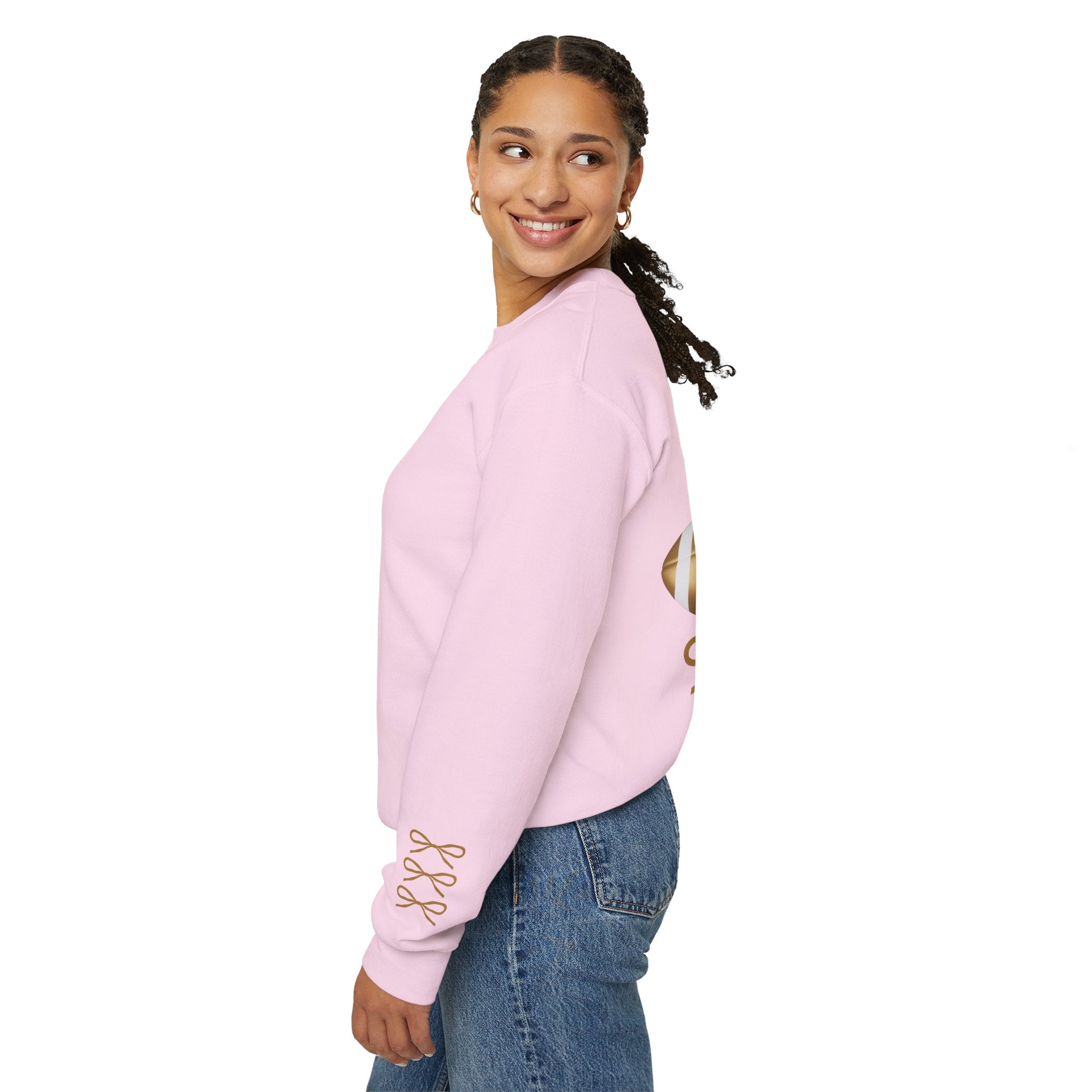 Customizable Gold Football & Bows Sweatshirt