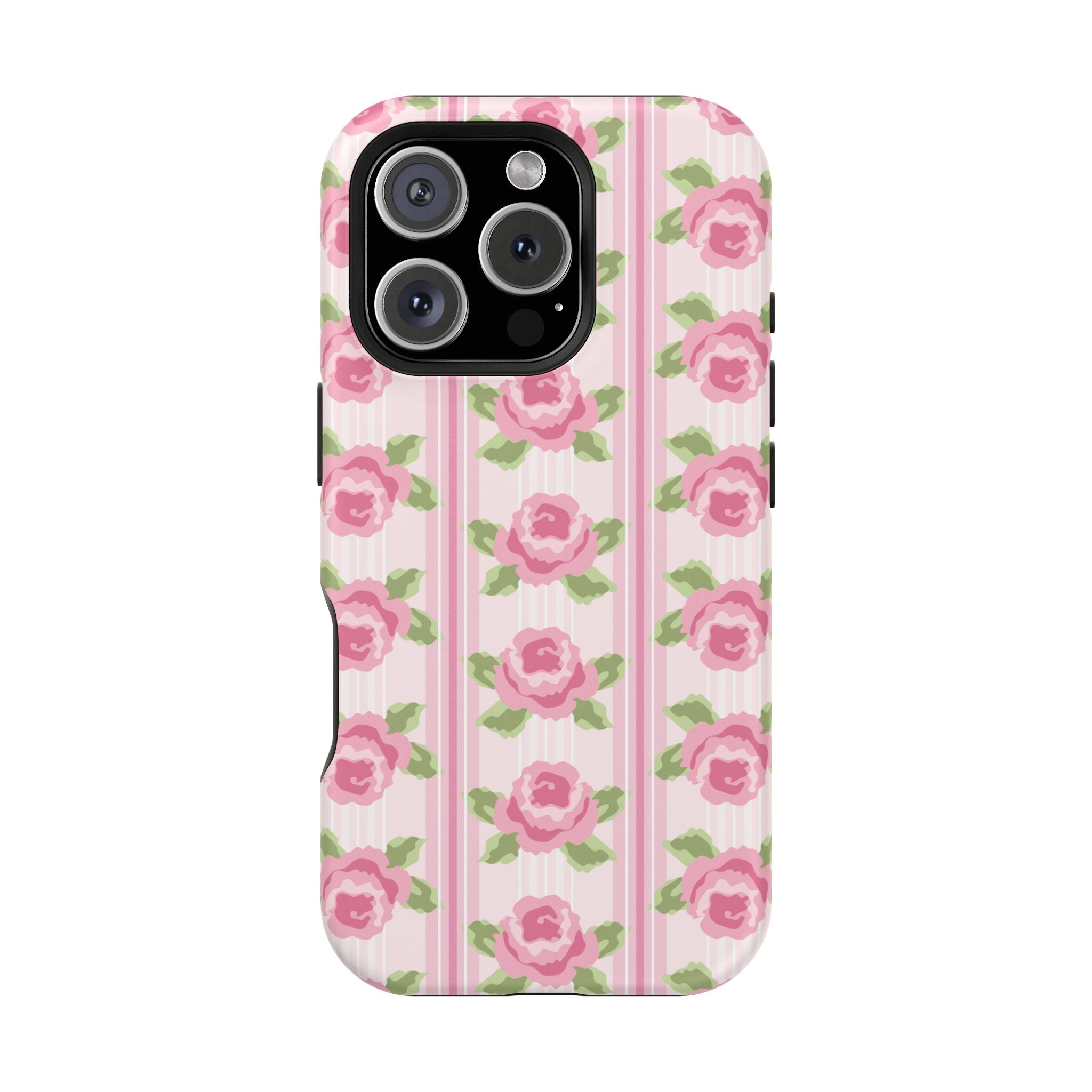 Customizable: Floral Impact-Resistant Phone Case, Pink Rose Pattern