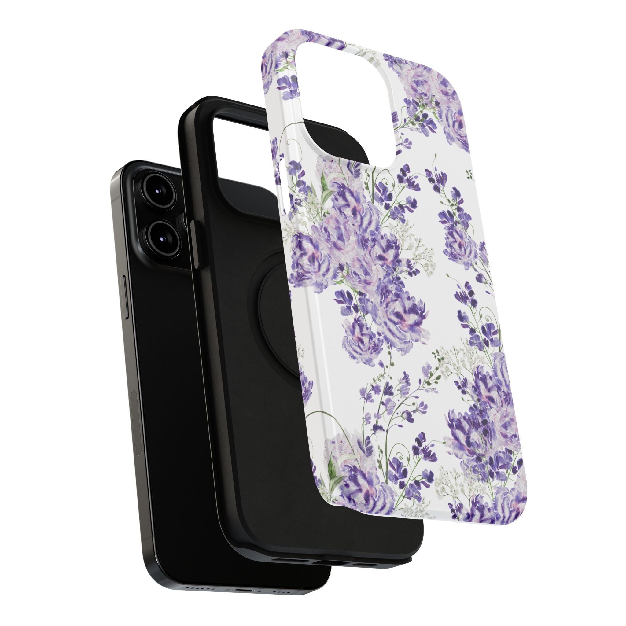 Customizable: Purple Floral Impact-Resistant Phone Case