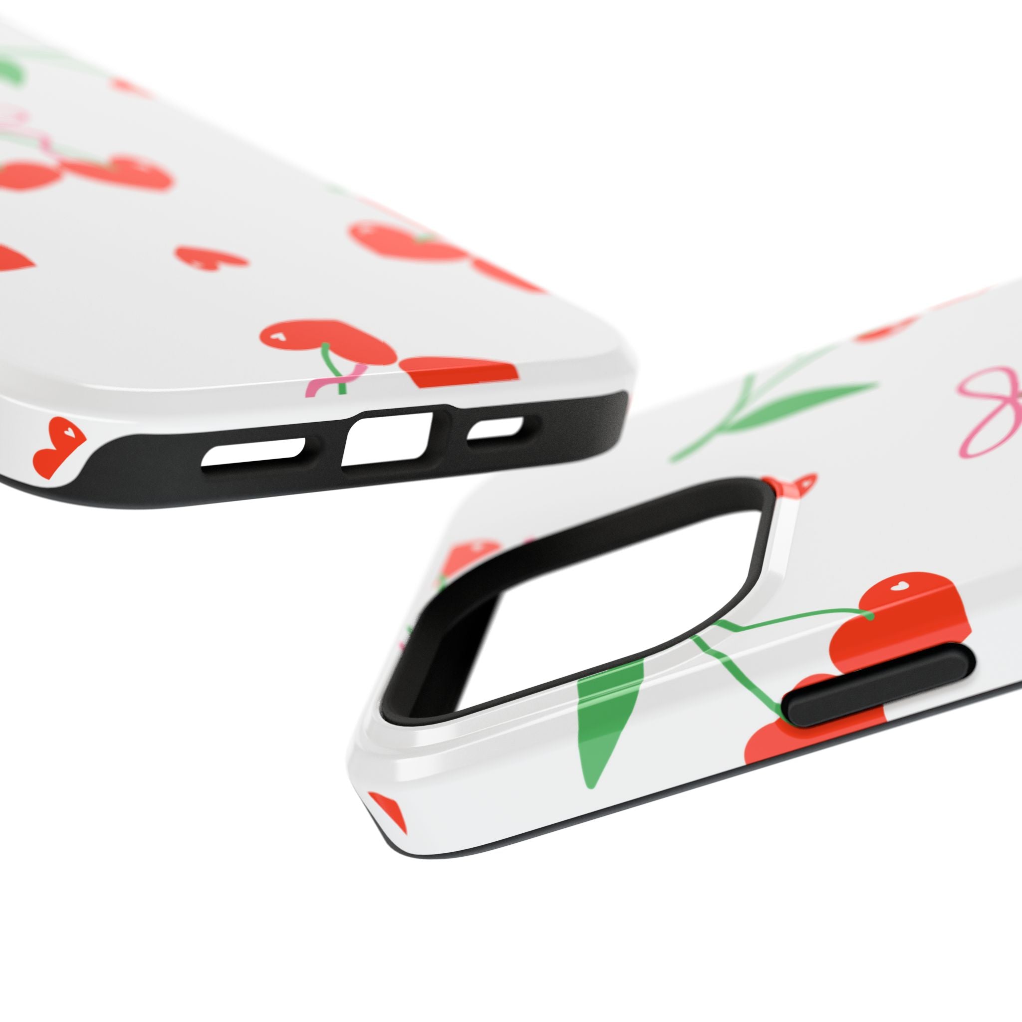 Customizable: Cherry Heart Impact-Resistant Phone Case