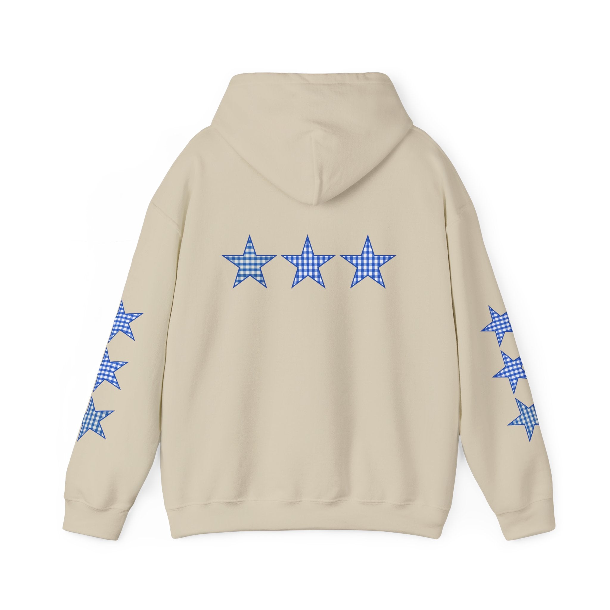 Customizable Tri-Star Blue Gingham Hoodie