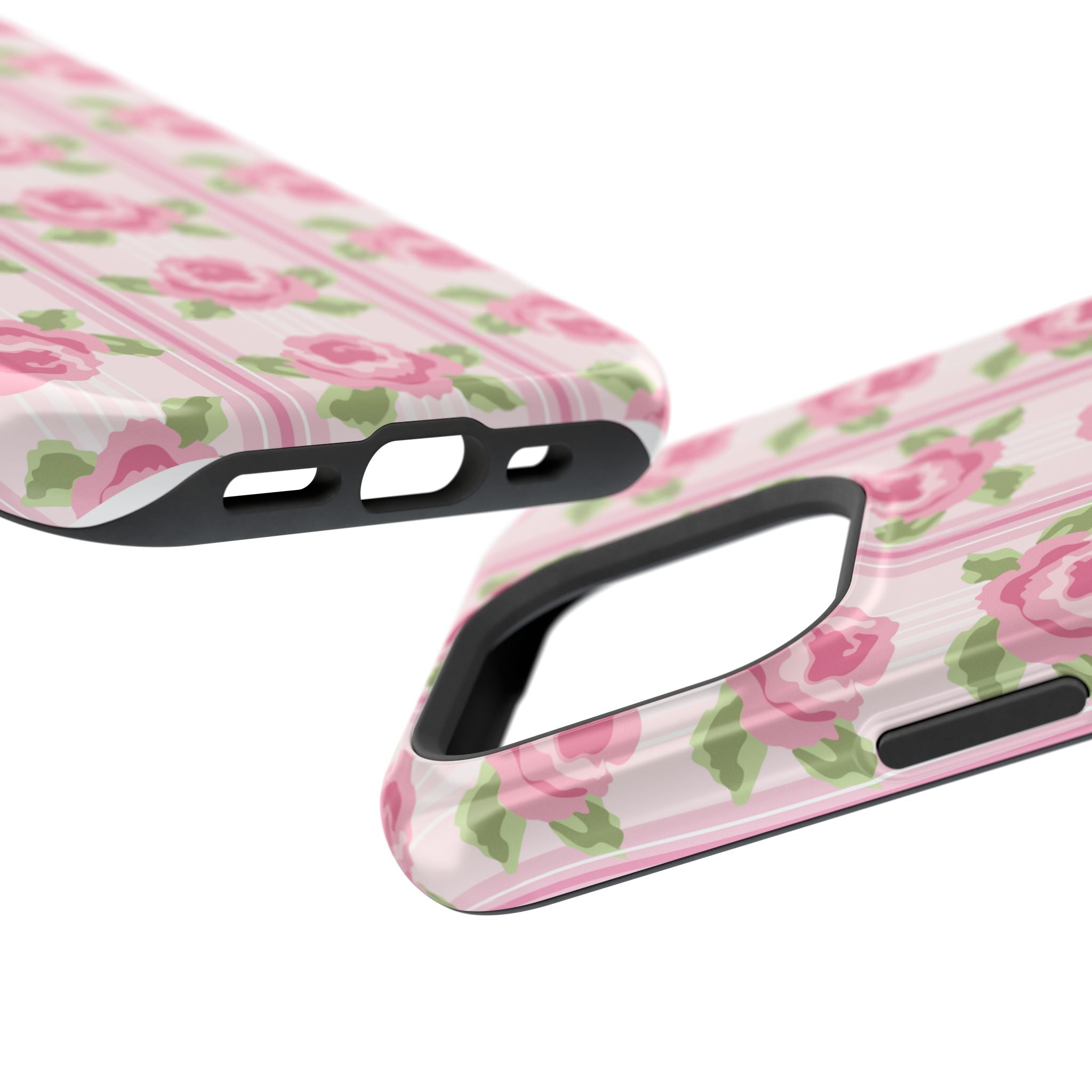 Customizable: Floral Impact-Resistant Phone Case, Pink Rose Pattern