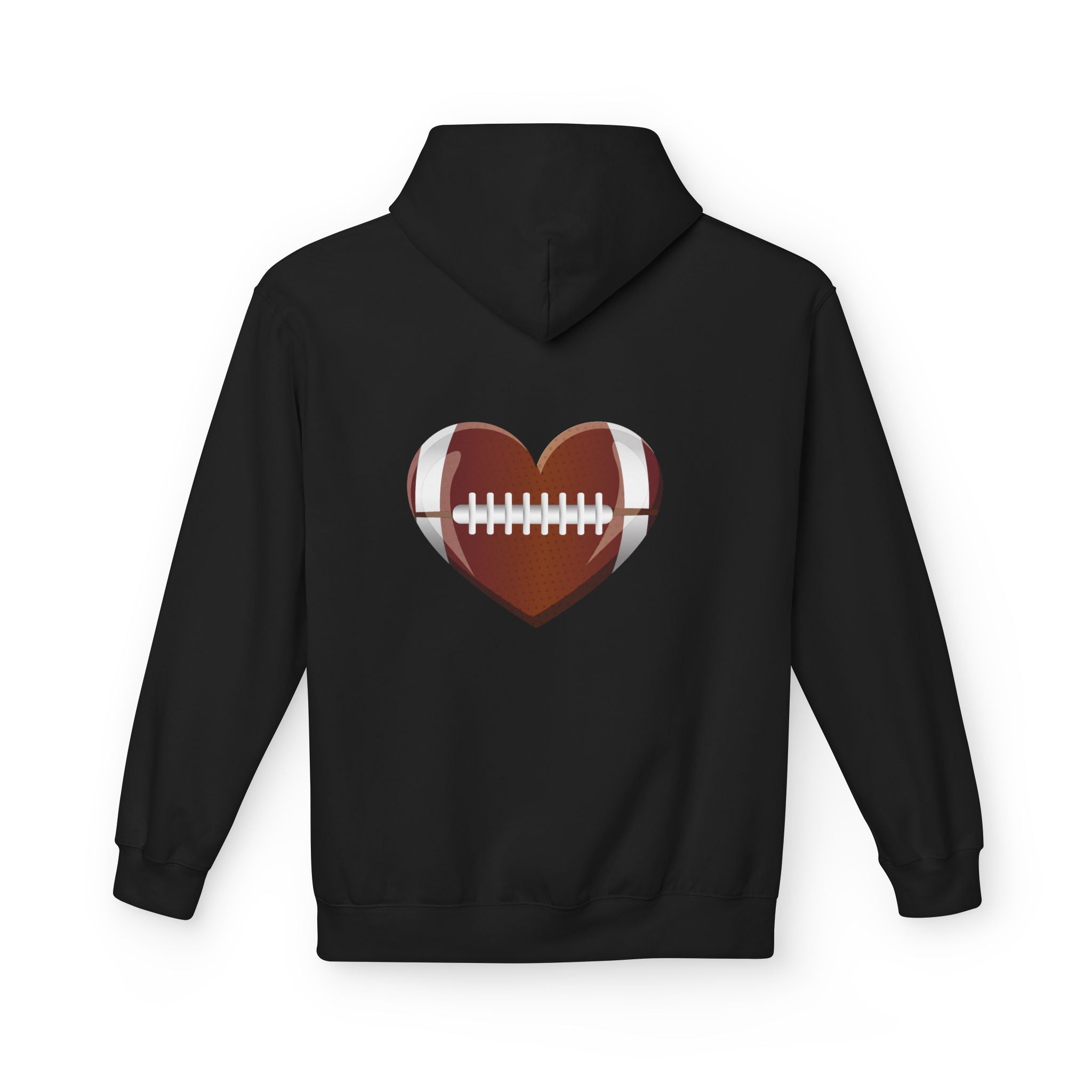 Football Heart Hoodie - Midweight Fleece Sweatshirt for Sports Fans, Gift for Holidays, Game Day Apparel, Cozy and Casual