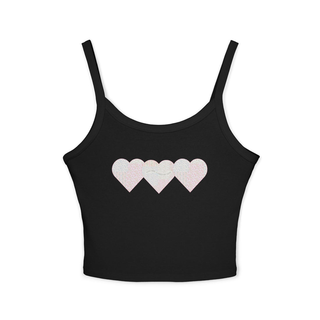 You are Loved by God Patchwork Hearts Spaghetti Strap Tank Top