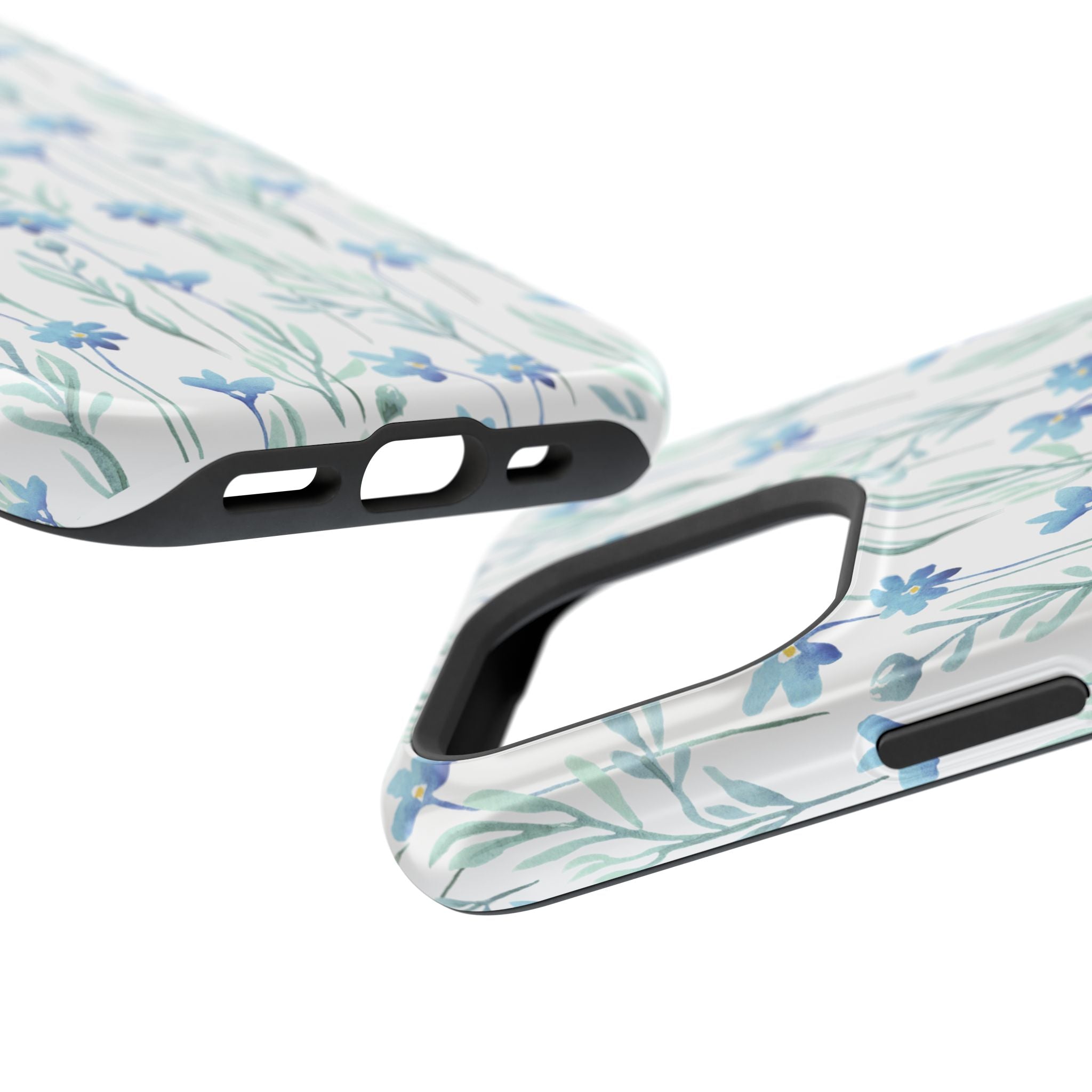 Customizable: Blue Floral Impact-Resistant Phone Case