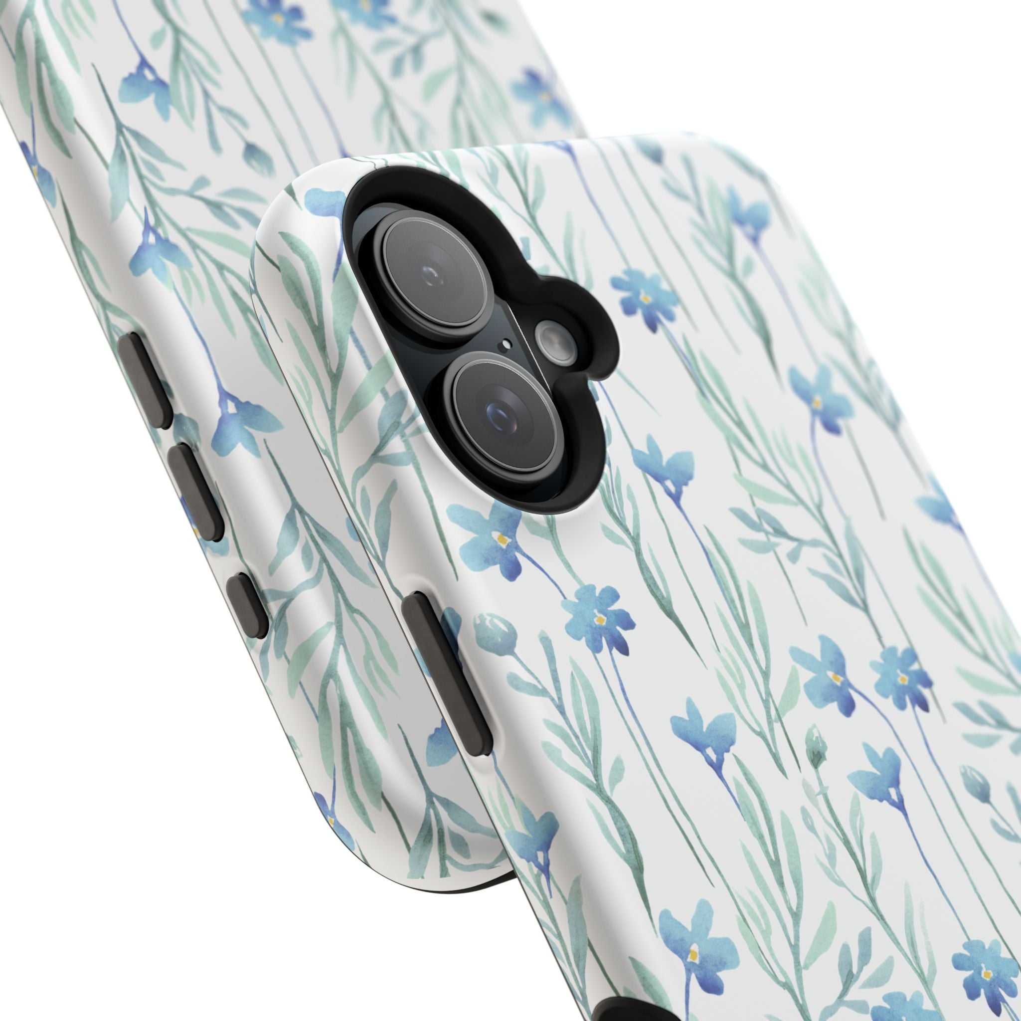Customizable: Blue Floral Impact-Resistant Phone Case