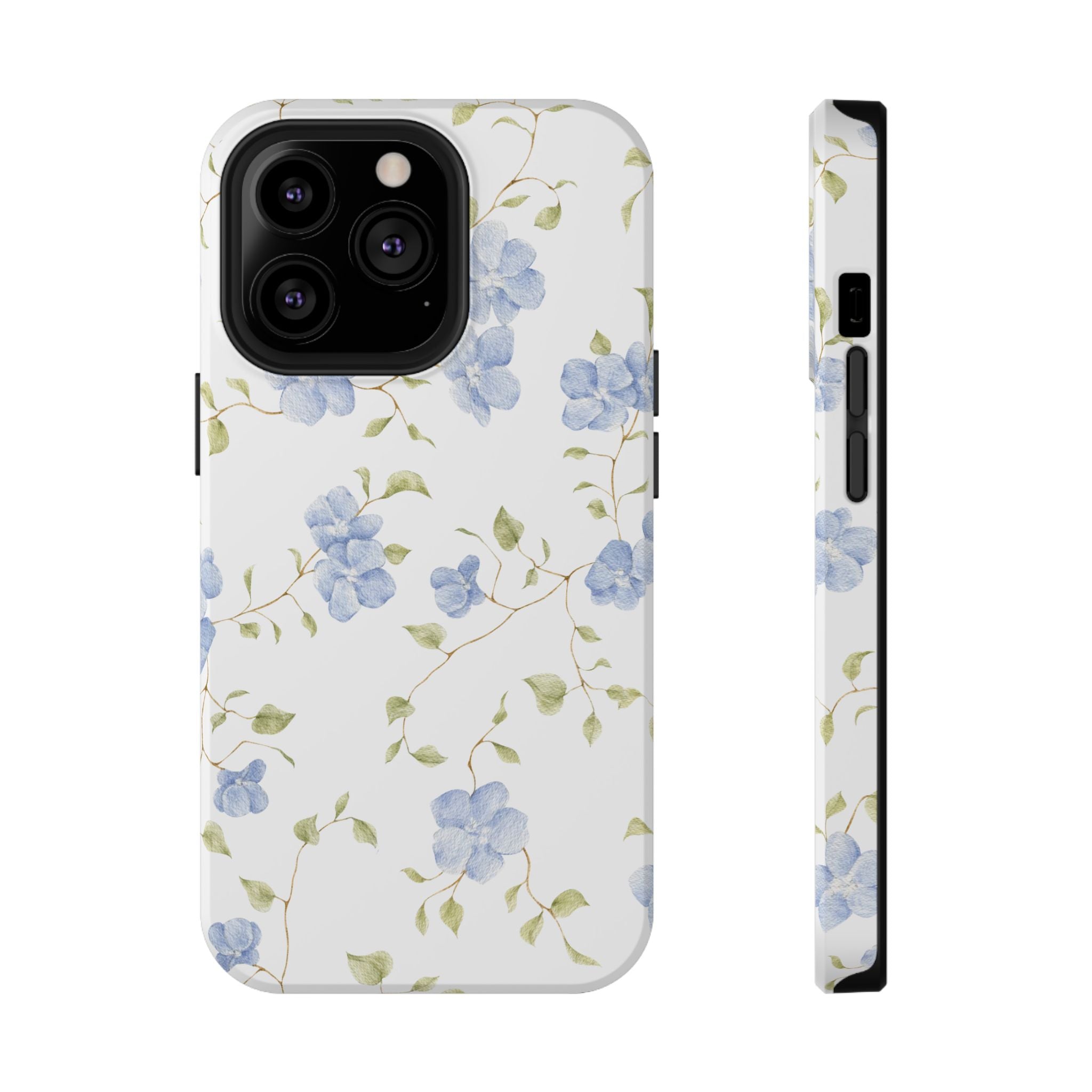 Customizable: Blue Floral Impact-Resistant Phone Case