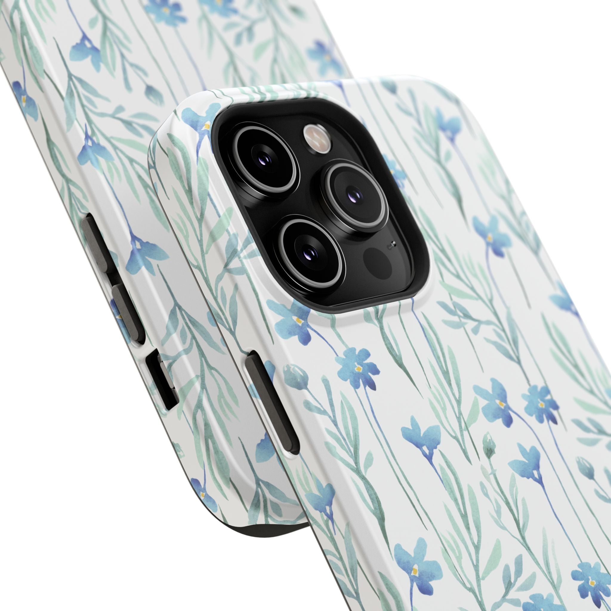 Customizable: Blue Floral Impact-Resistant Phone Case