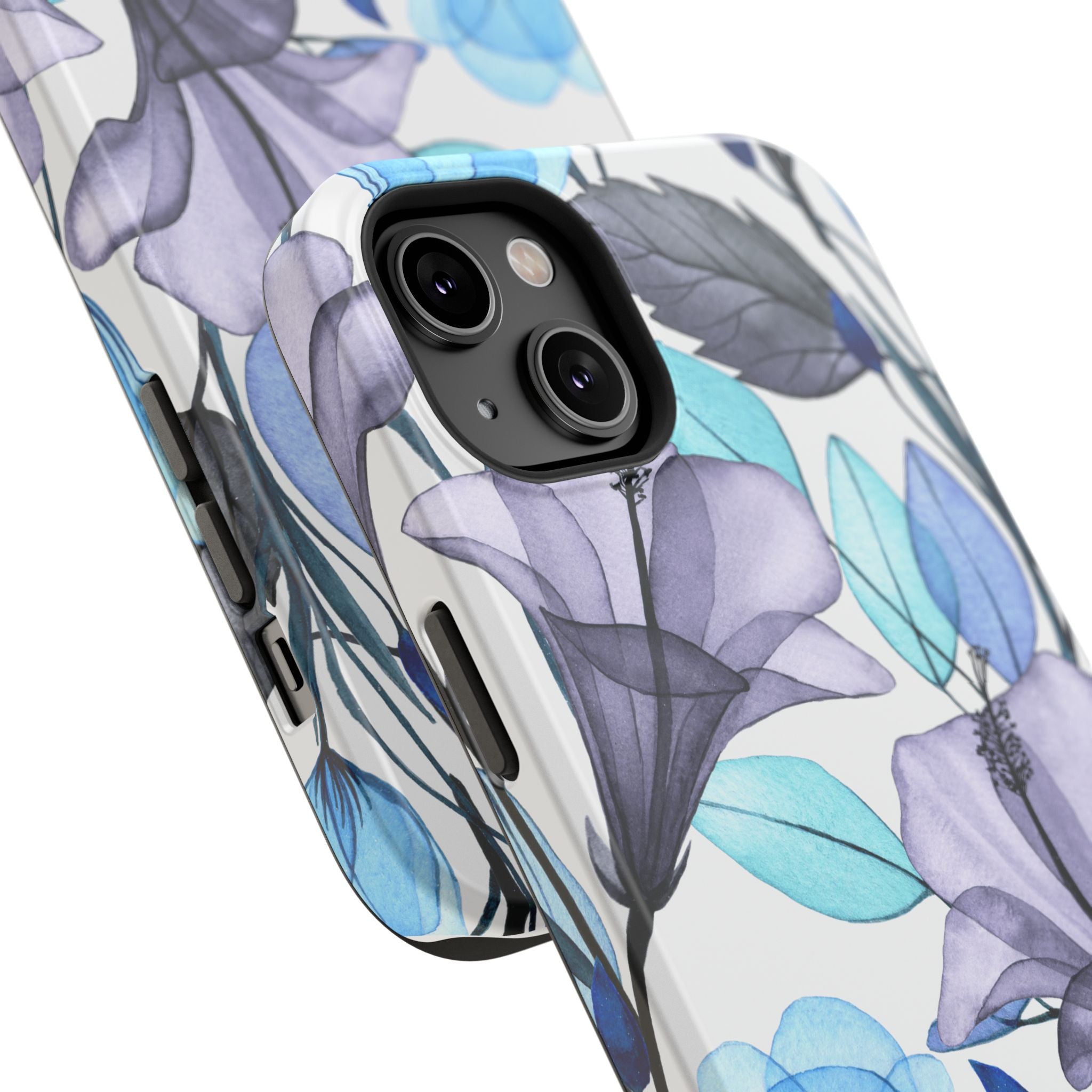 Customizable: Blue and Purple Floral Impact-Resistant Phone Case