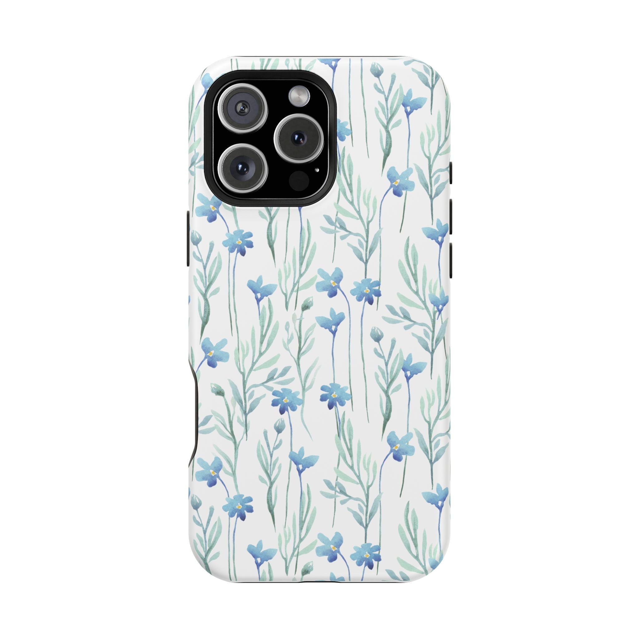 Customizable: Blue Floral Impact-Resistant Phone Case