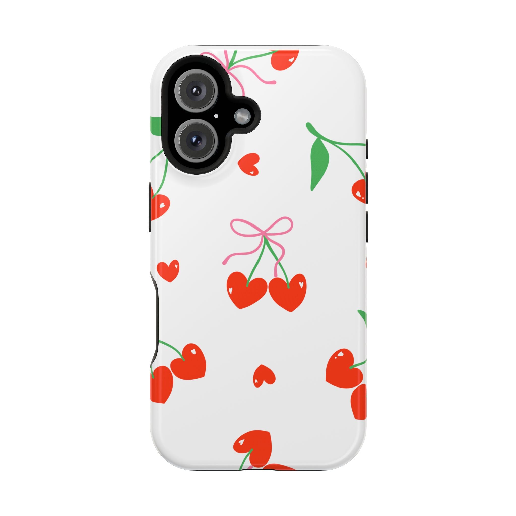 Customizable: Cherry Heart Impact-Resistant Phone Case