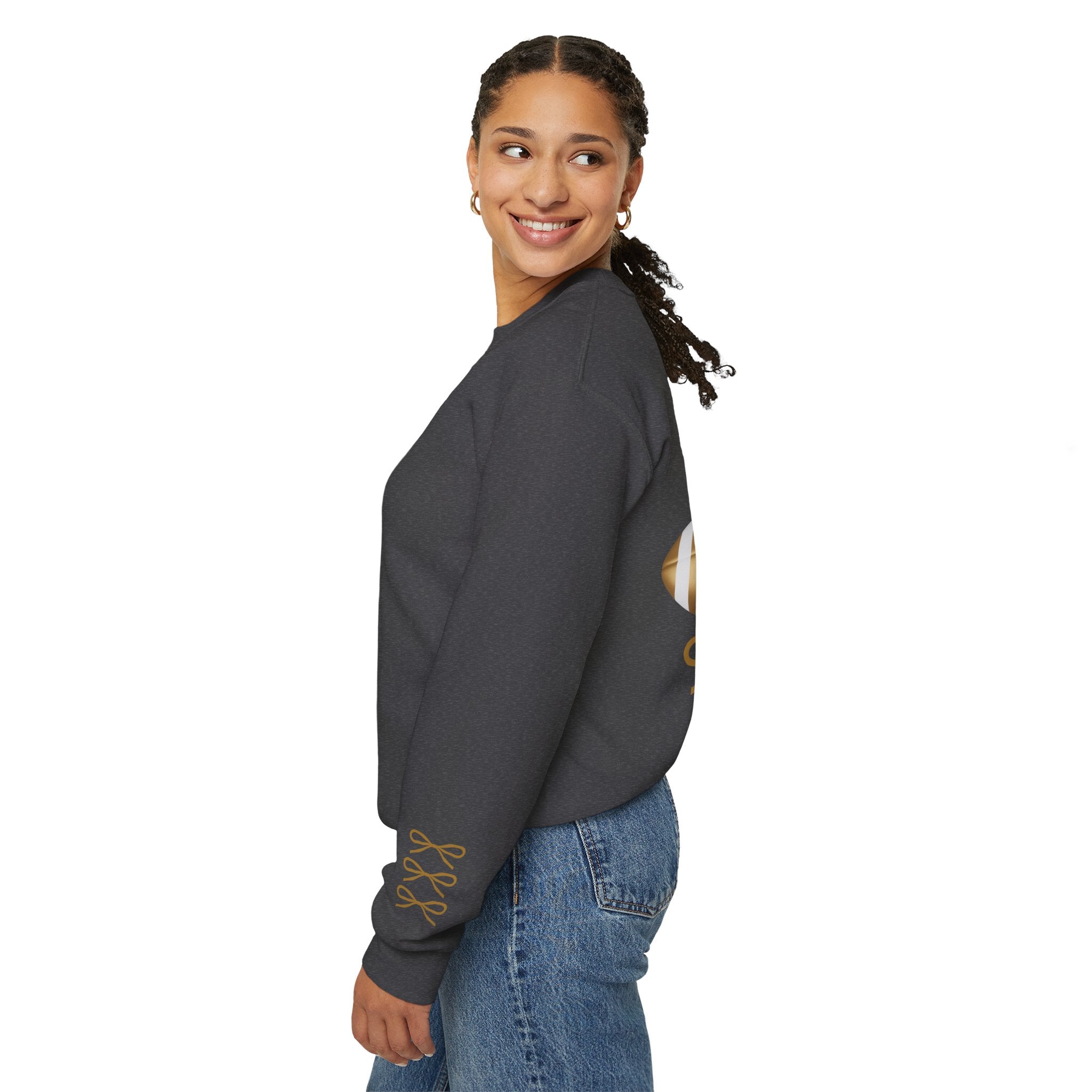 Customizable Gold Football & Bows Sweatshirt