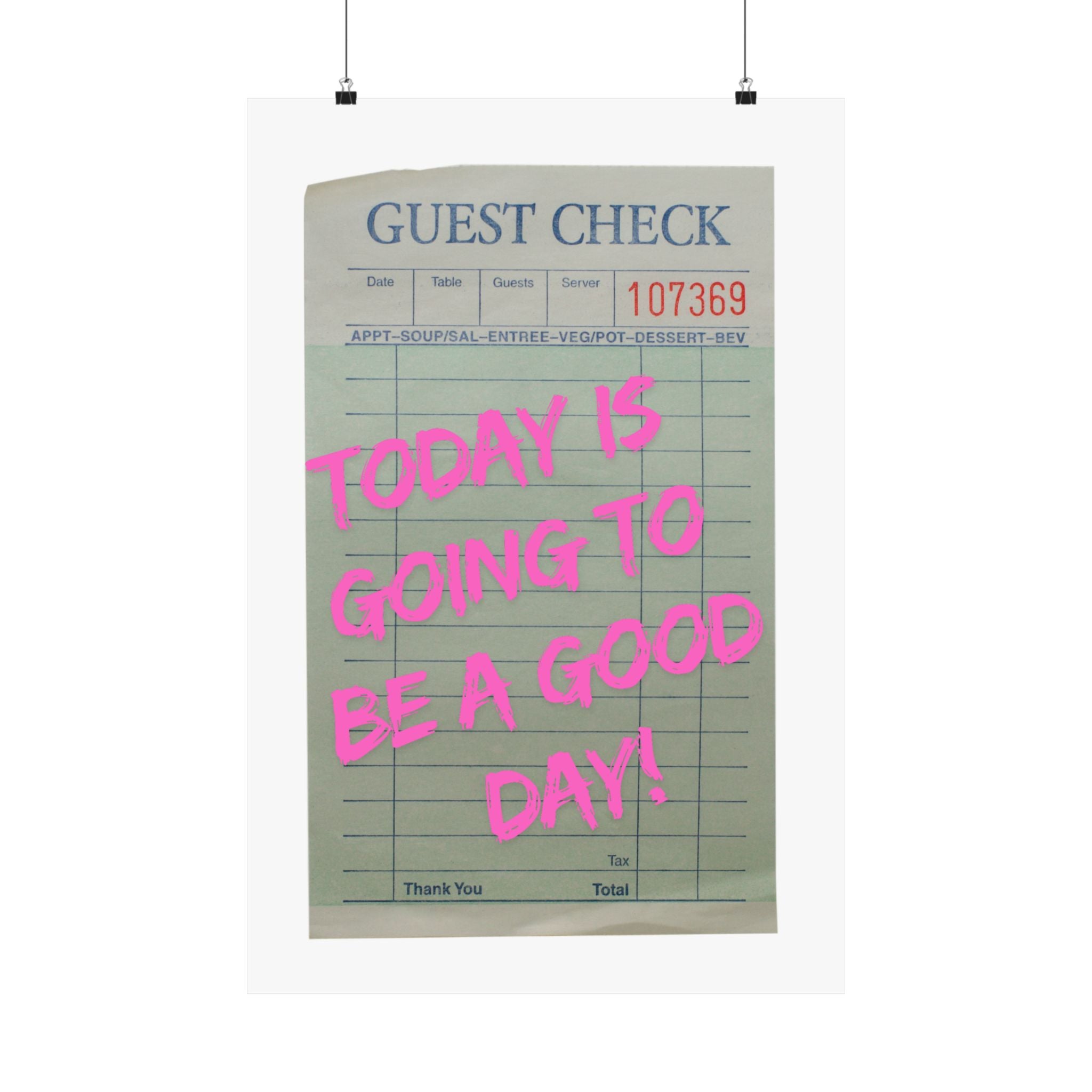 Guest Check Wall Art Poster, College Dorm Decor, Trendy Wall Art, Gift for Friends
