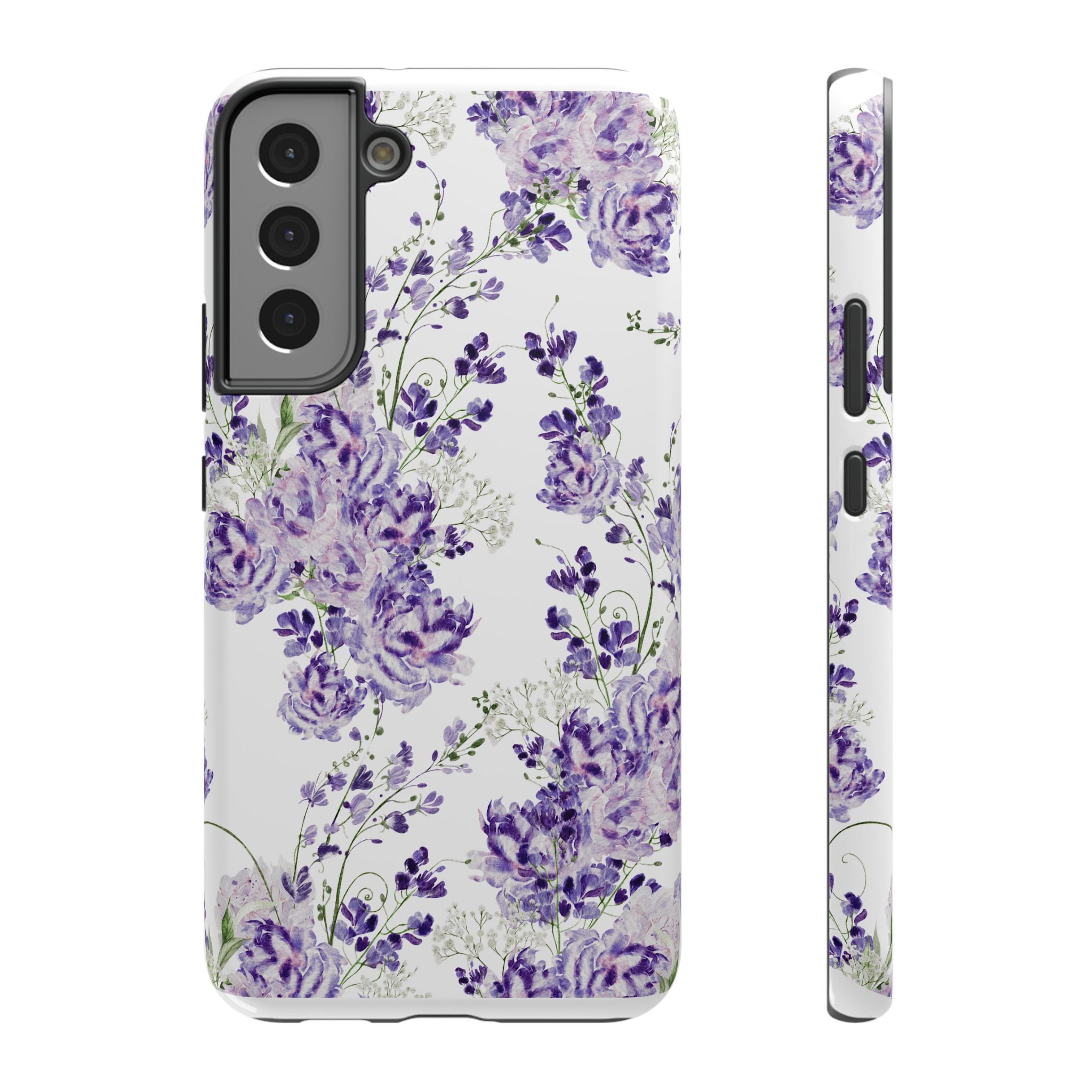 Customizable: Purple Floral Impact-Resistant Phone Case