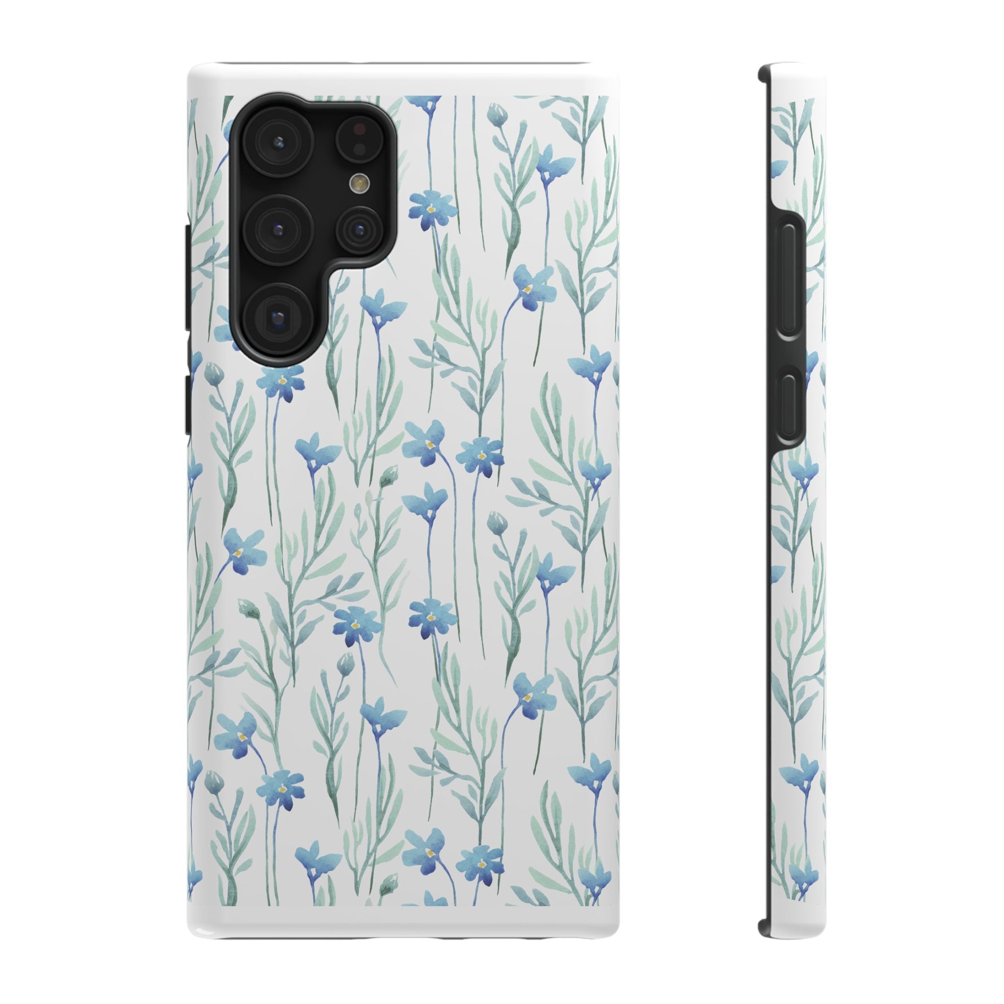 Customizable: Blue Floral Impact-Resistant Phone Case