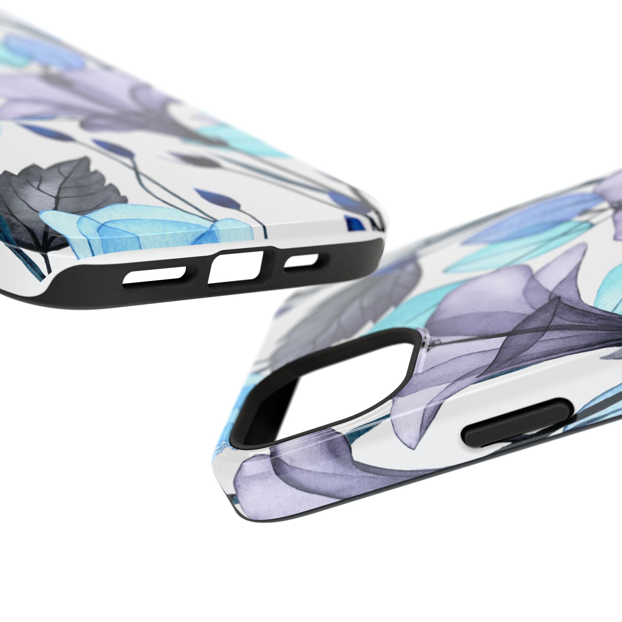 Customizable: Blue and Purple Floral Impact-Resistant Phone Case