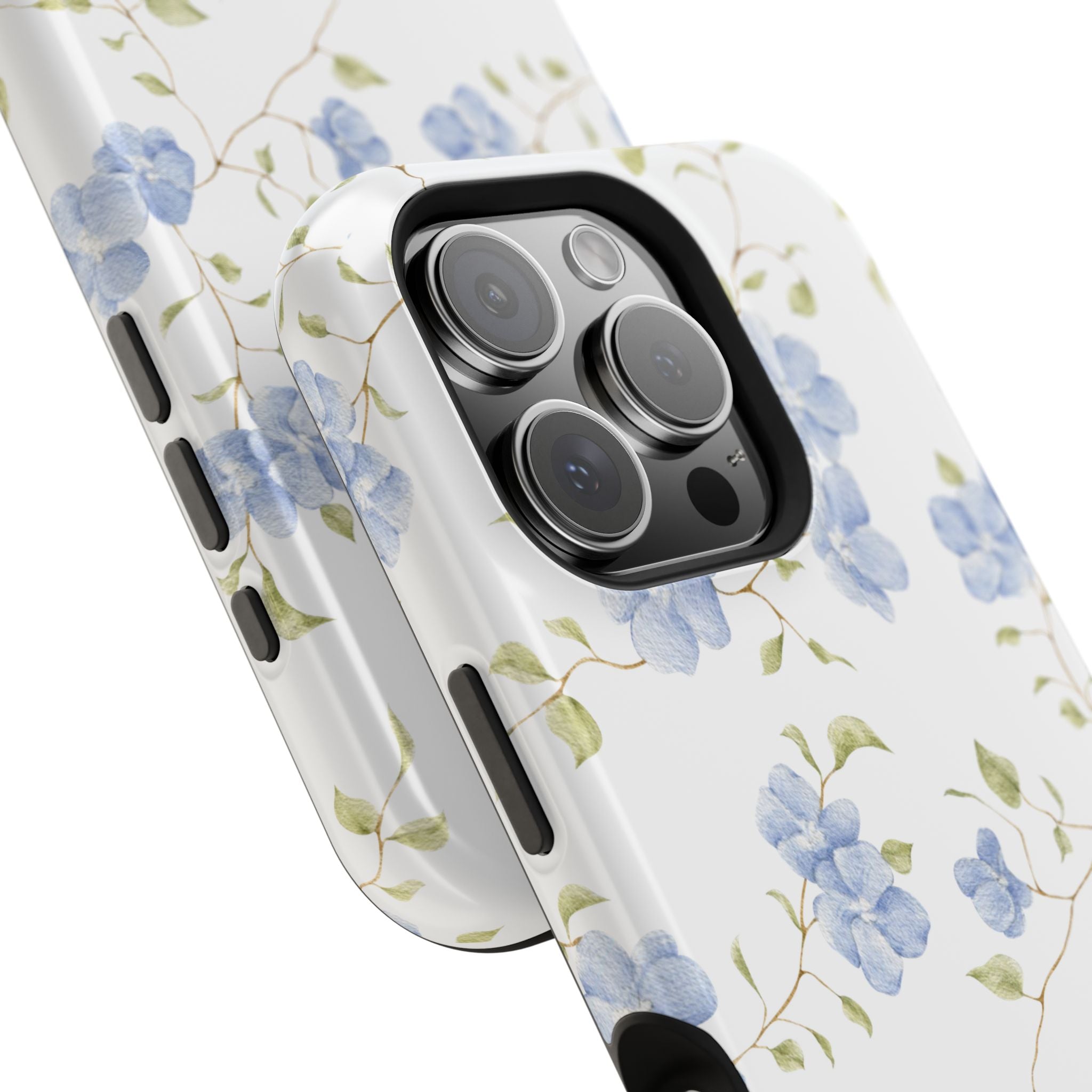 Customizable: Blue Floral Impact-Resistant Phone Case