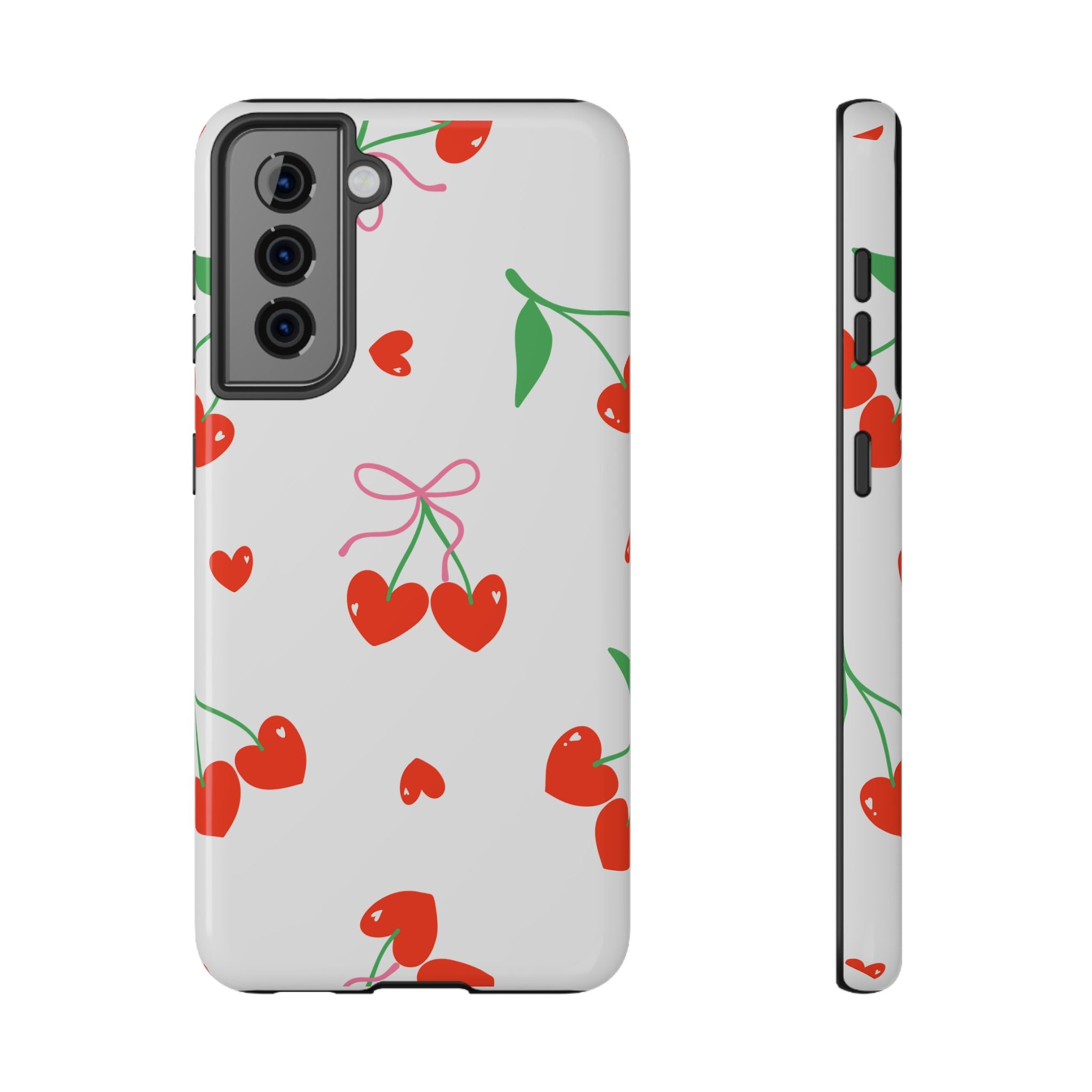 Customizable: Cherry Heart Impact-Resistant Phone Case