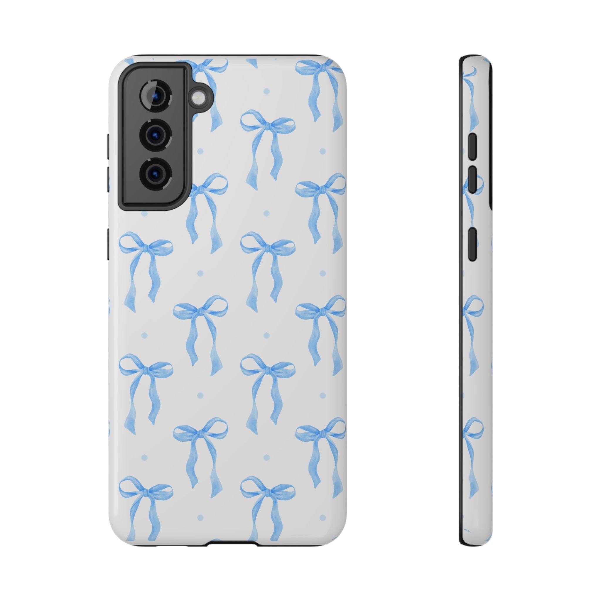 Customizable: Chic Blue Coquette Bow Impact-Resistant Phone Case
