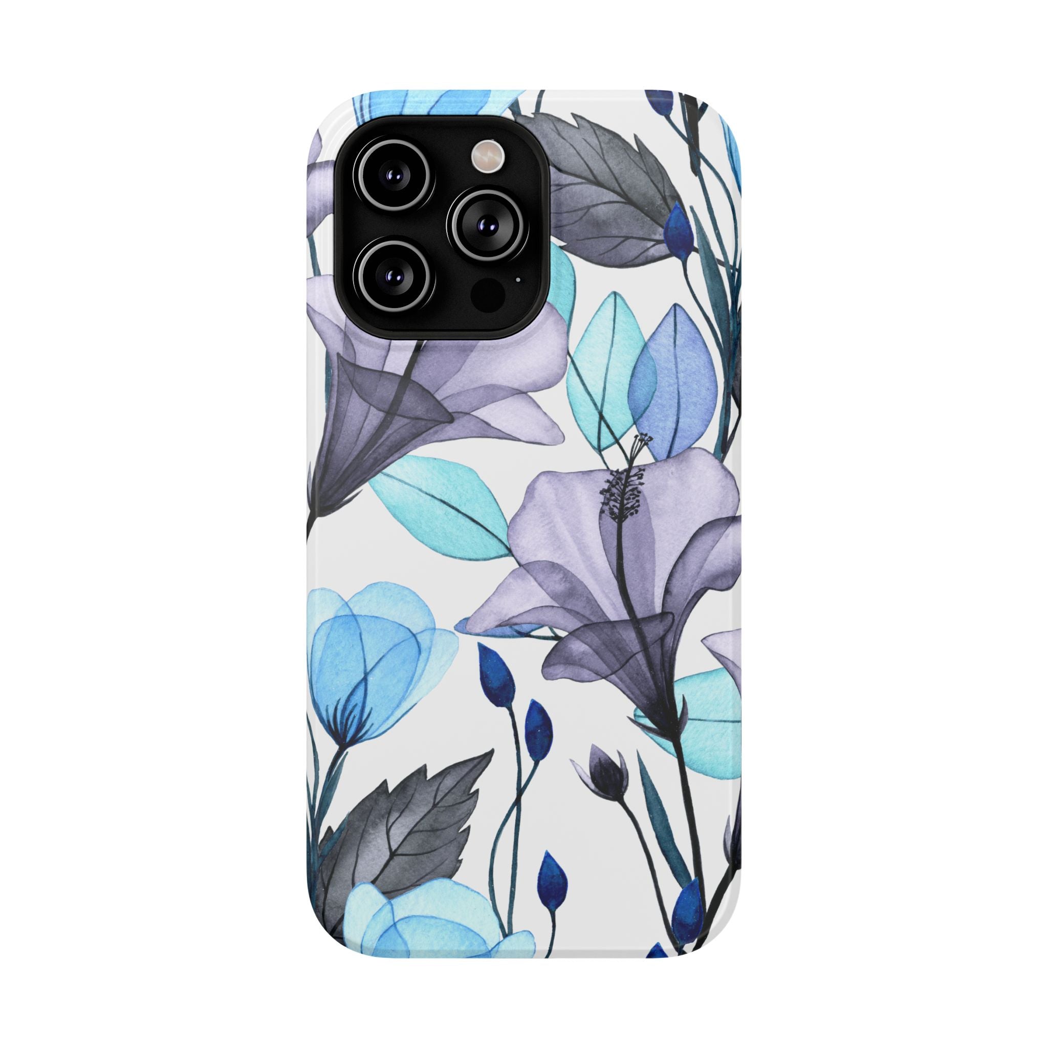 Customizable: Blue and Purple Floral Impact-Resistant Phone Case
