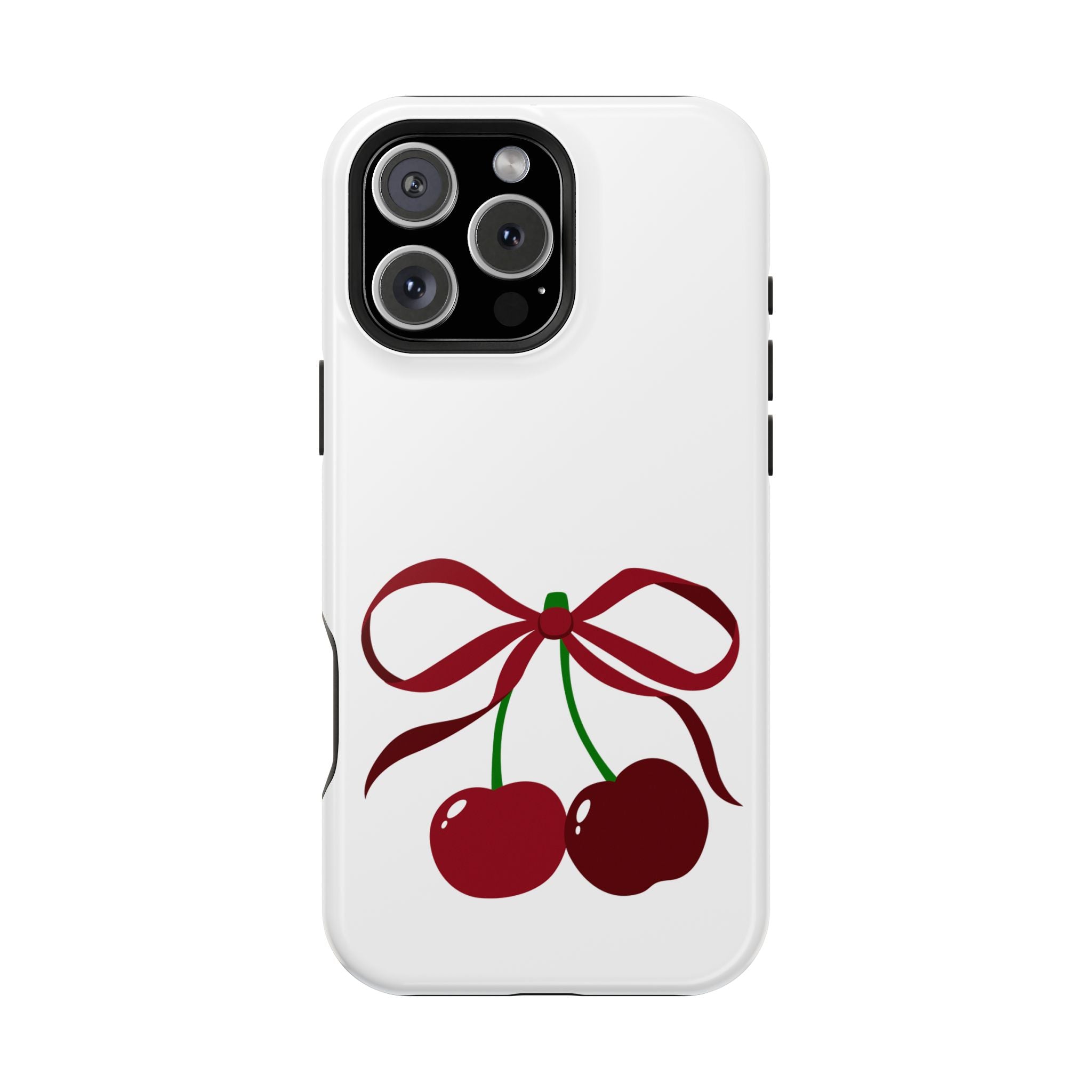 Customizable: Cherry Bow Impact-Resistant Case for Smartphones | Cute Phone Cover | Gift for Her | Cherry Lover's Accessory | Durable Phone Case