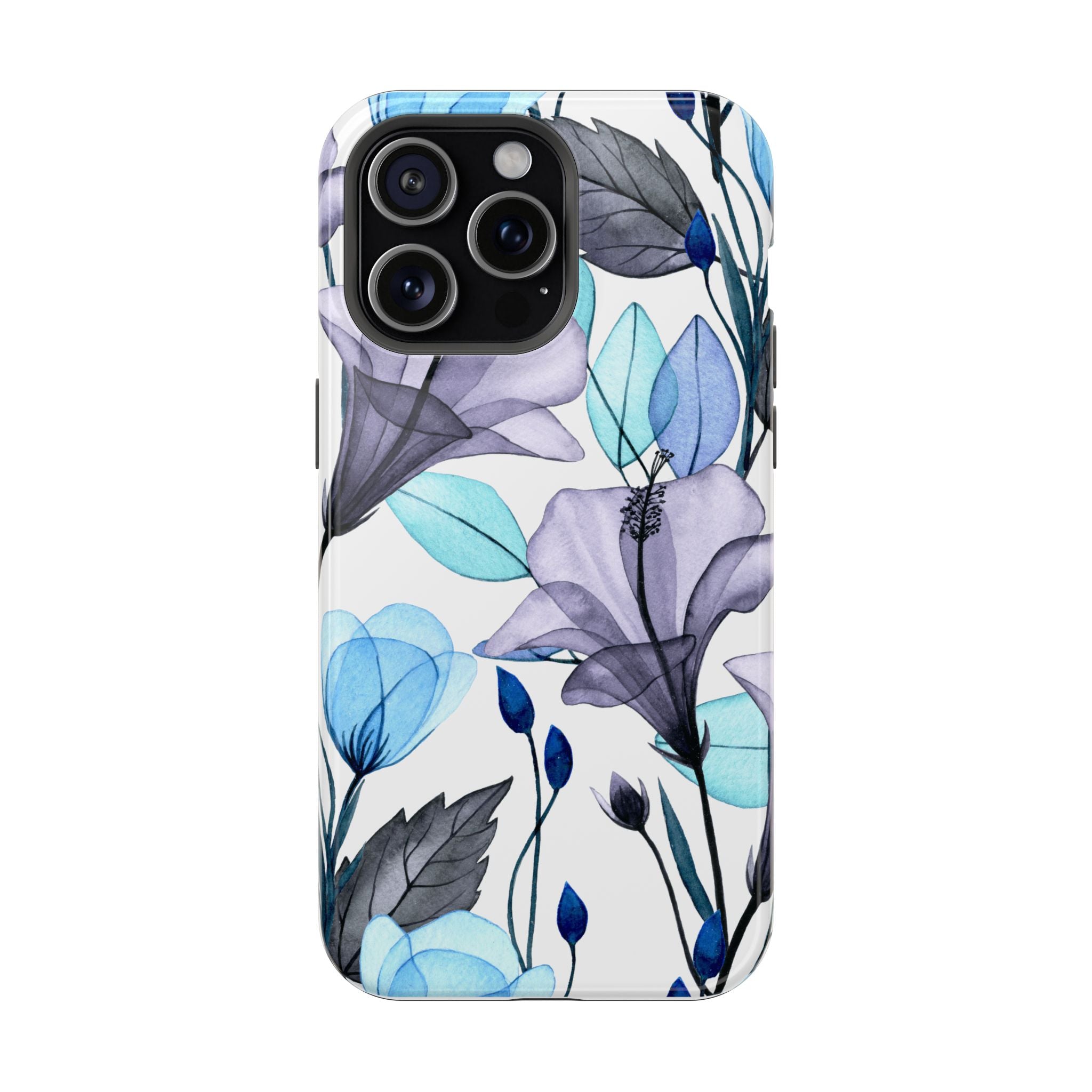 Customizable: Blue and Purple Floral Impact-Resistant Phone Case