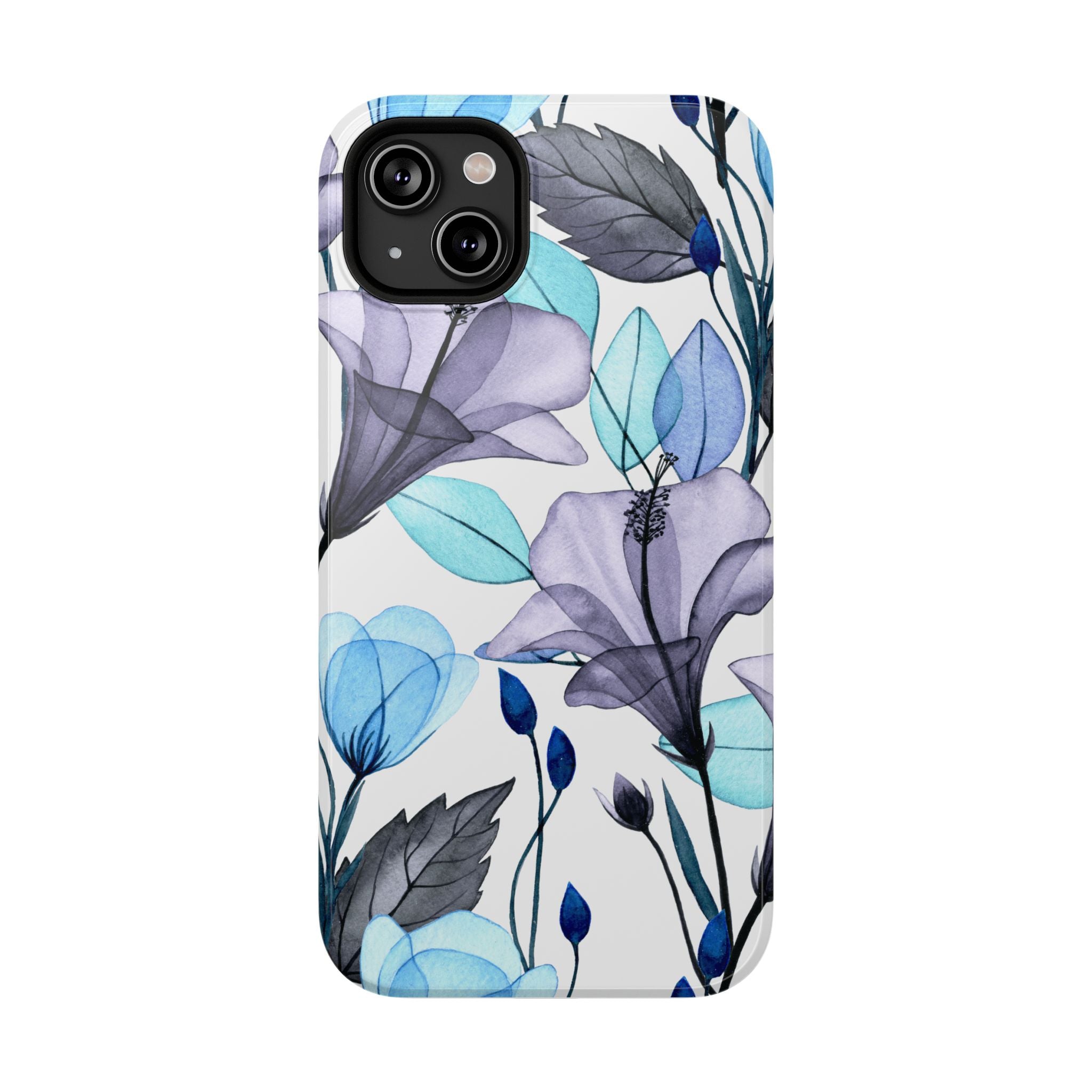 Customizable: Blue and Purple Floral Impact-Resistant Phone Case