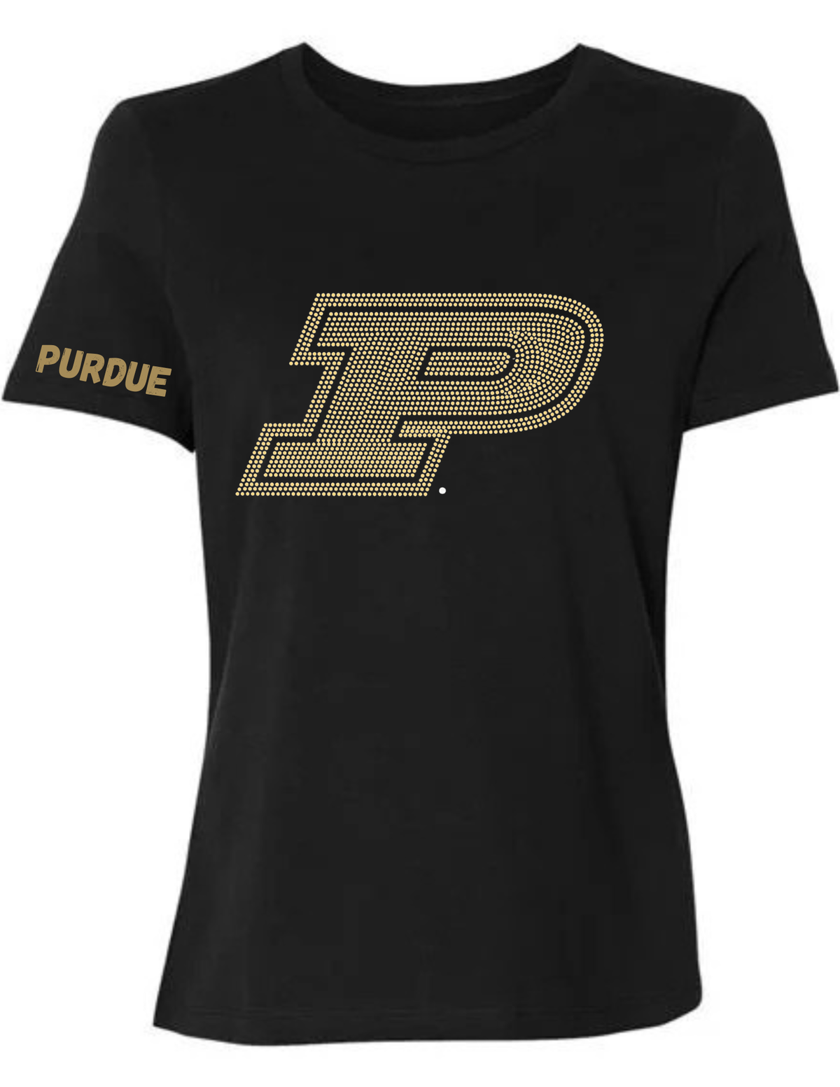 Purdue University Gold Motion P Black Crewneck T-Shirt