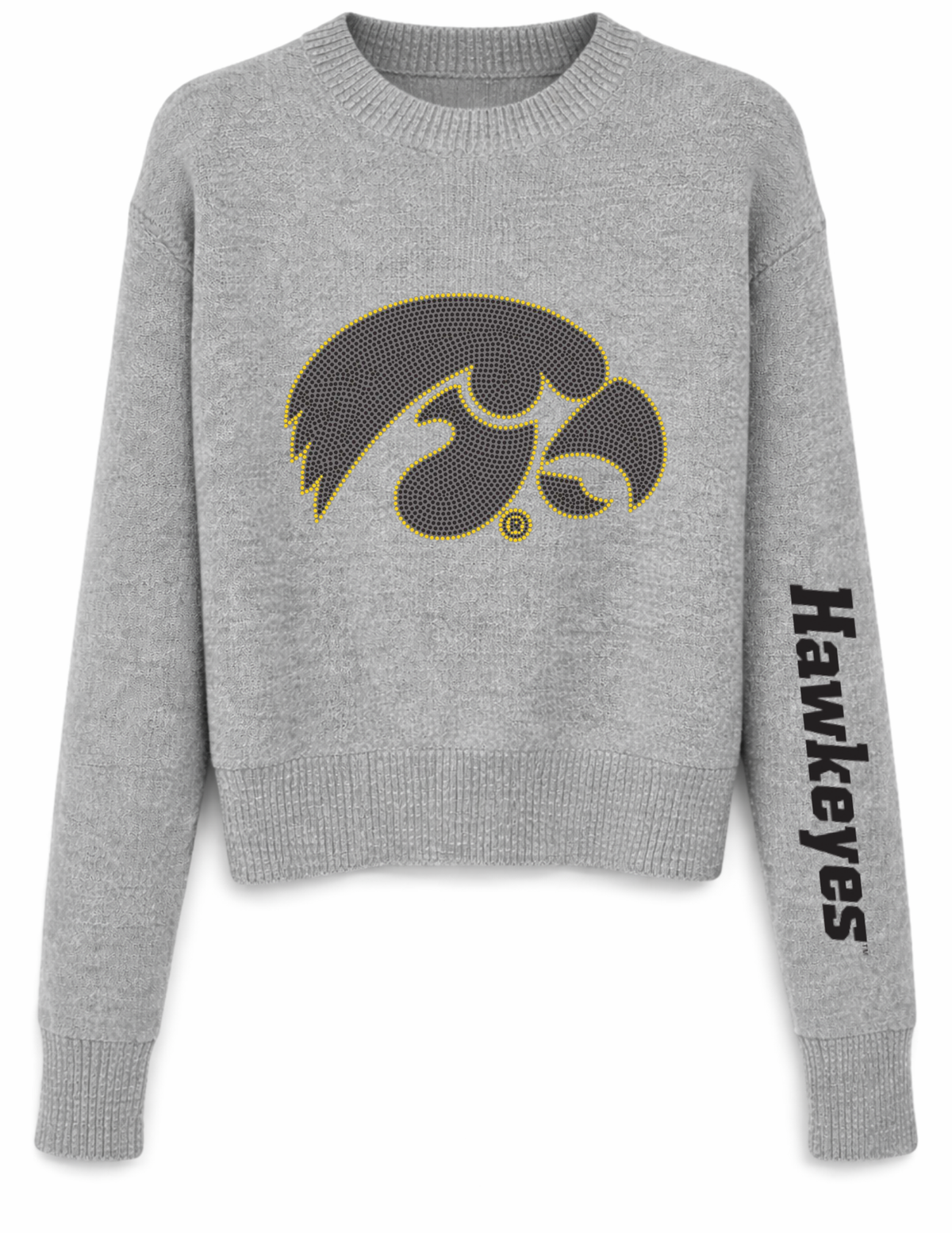University of Iowa Black Tiger Hawk Gray Crewneck Sweater