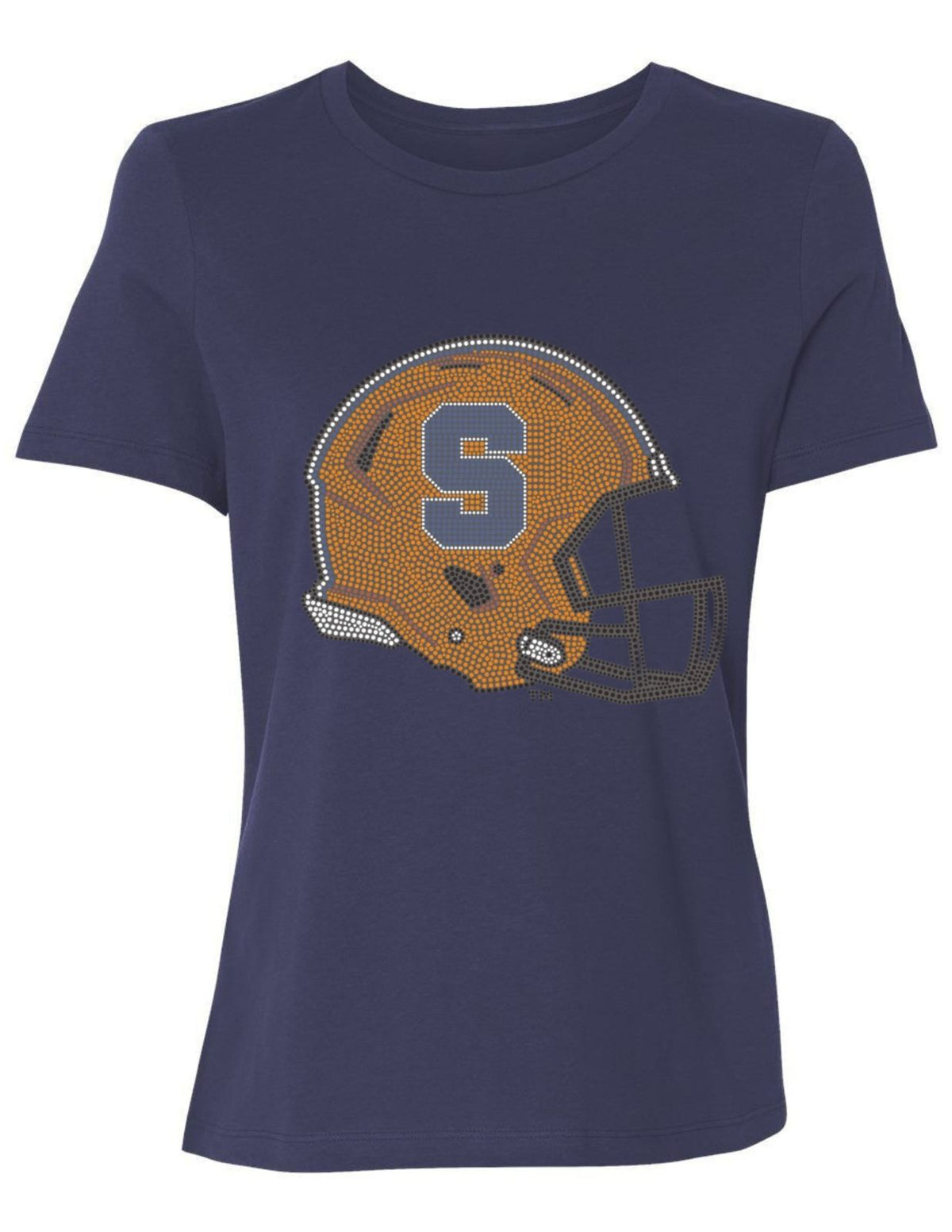 Syracuse University Helmet S Navy Crewneck Short Sleeve T-Shirt