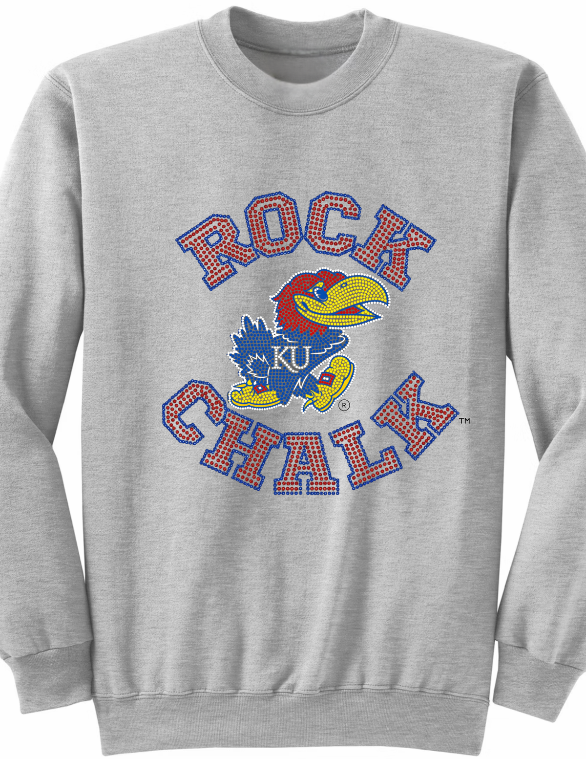 University of Kansas Jayhawk Rock Chalk Gray Crewneck Sweatshirt