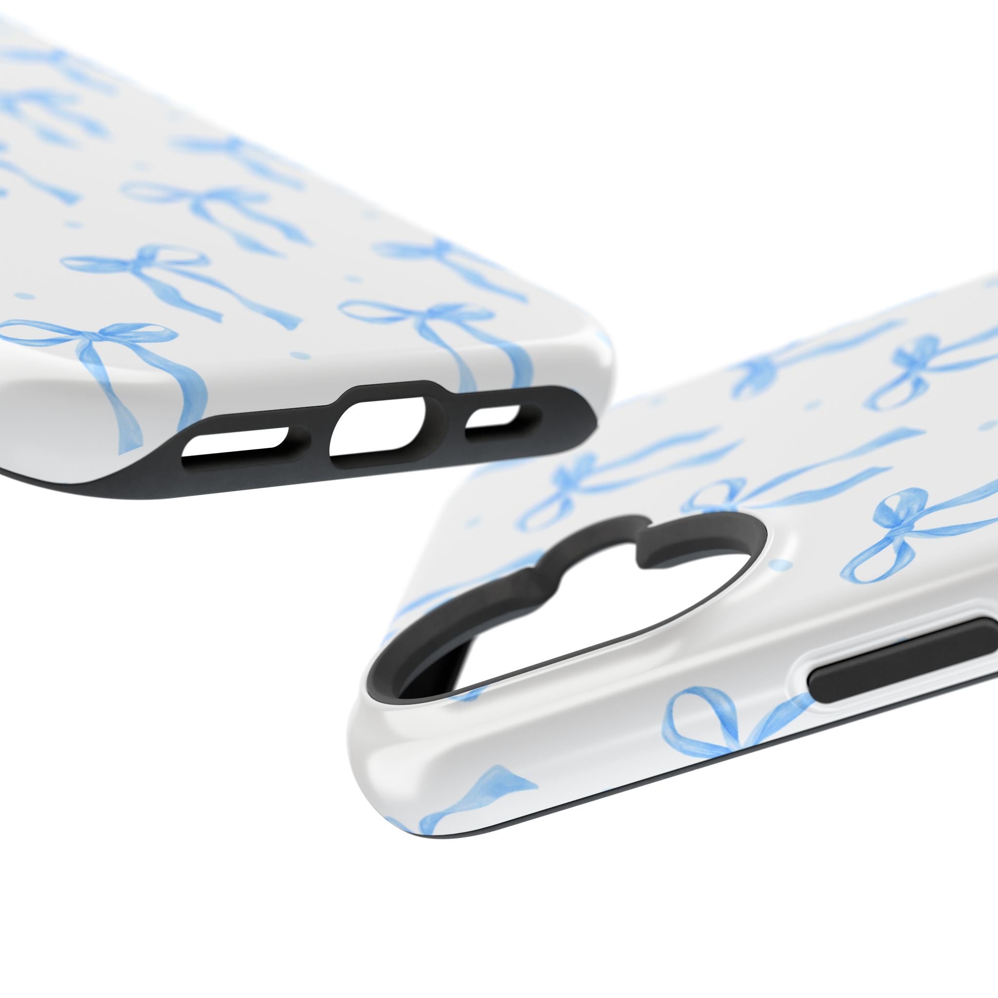 Customizable: Chic Blue Coquette Bow Impact-Resistant Phone Case