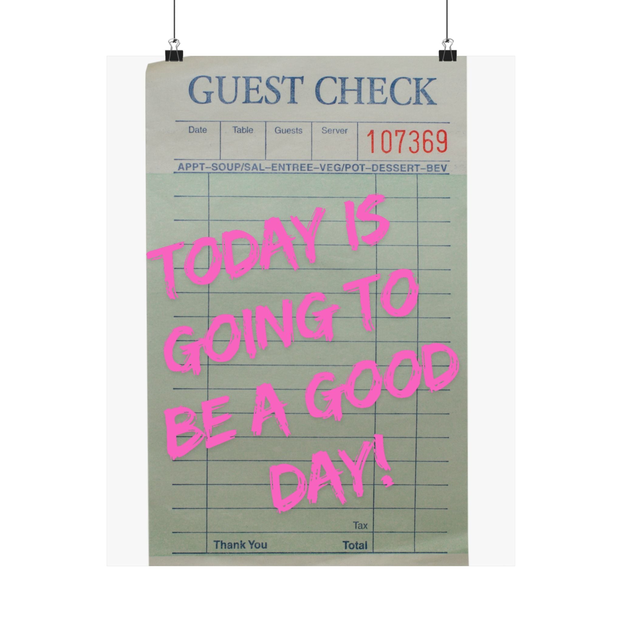 Guest Check Wall Art Poster, College Dorm Decor, Trendy Wall Art, Gift for Friends